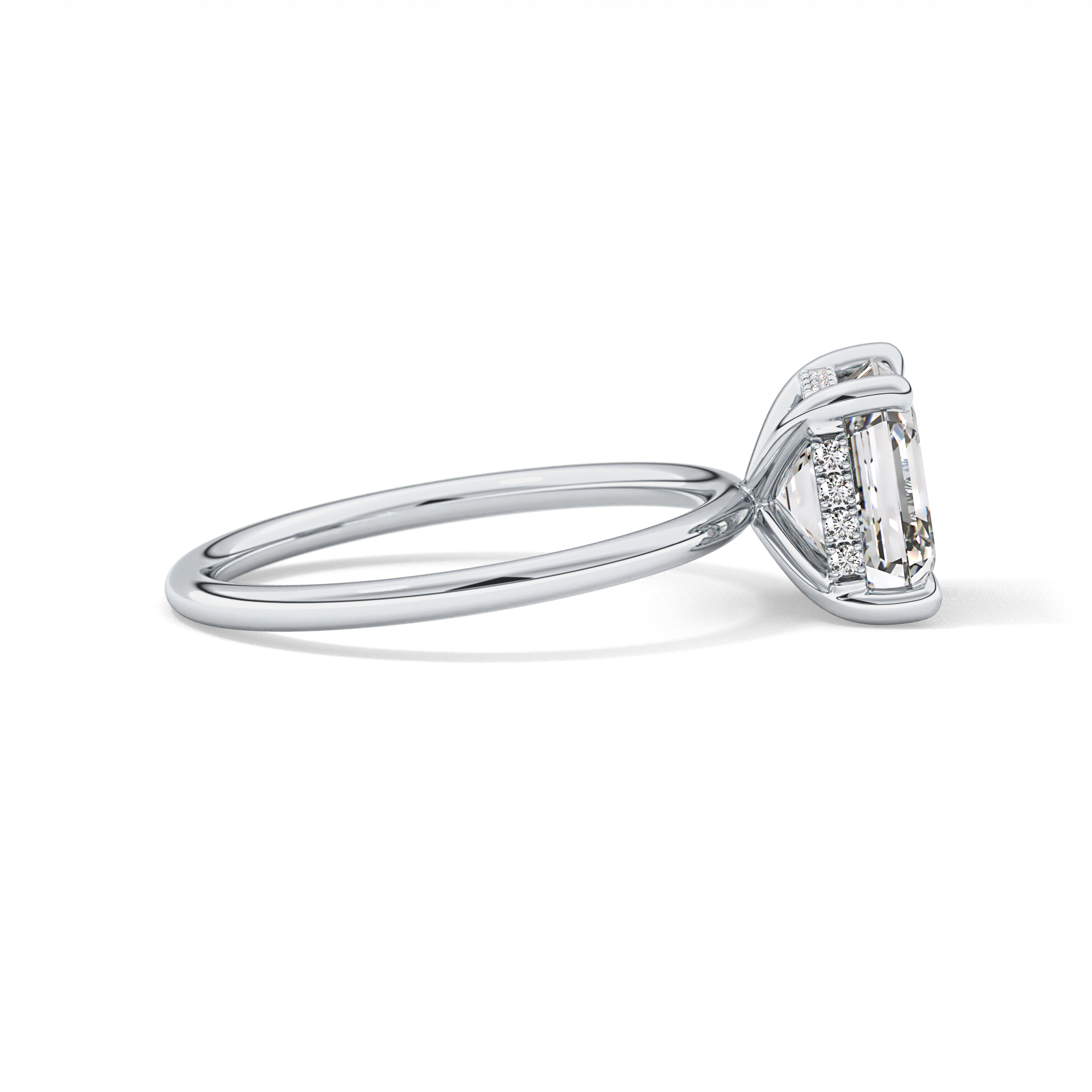 Asscher Hidden Halo Lab Grown Diamond Engagement Ring