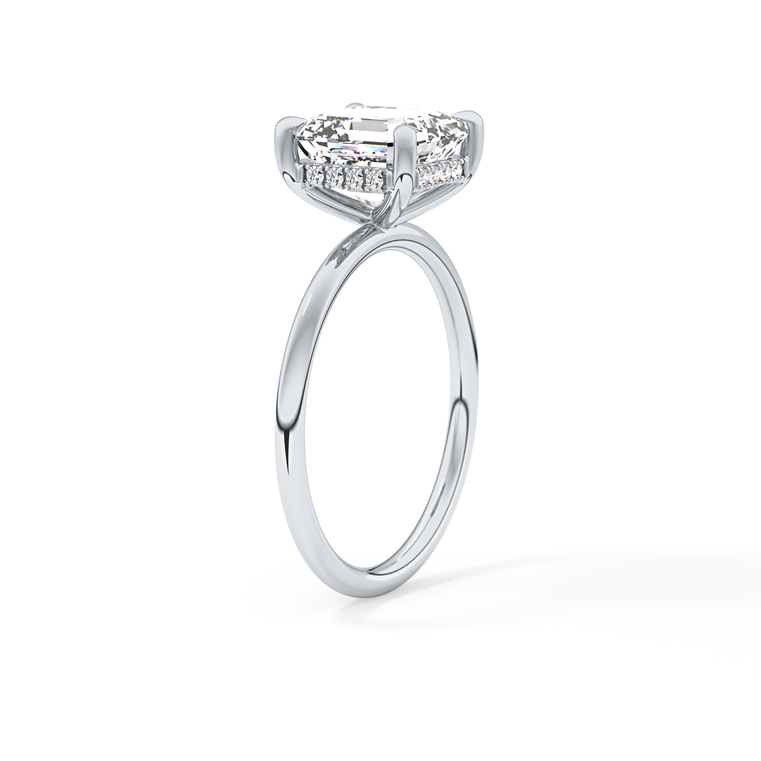 Asscher Hidden Halo Lab Grown Diamond Engagement Ring