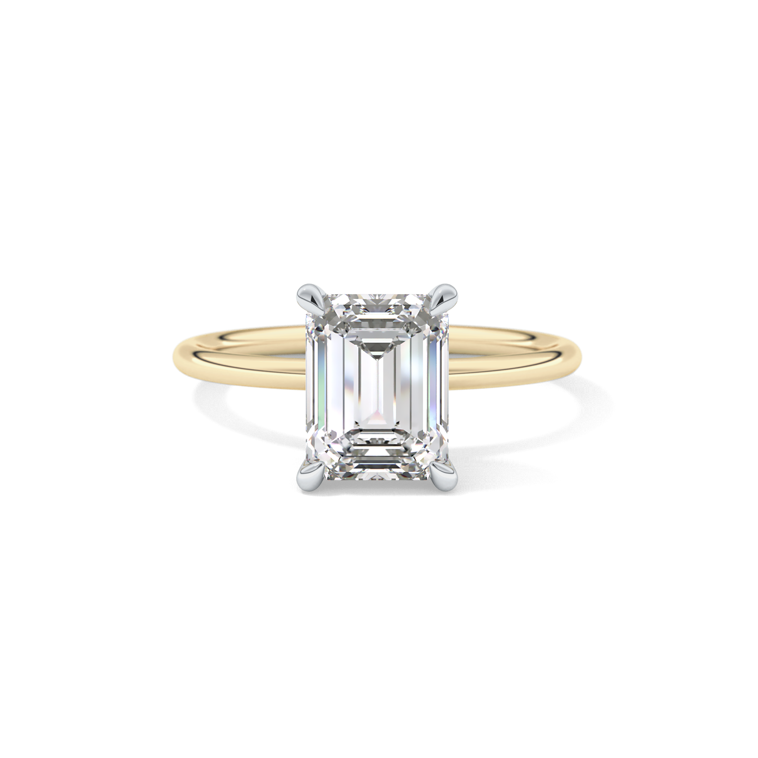 Emerald Solitaire Lab Grown Diamond Engagement Ring