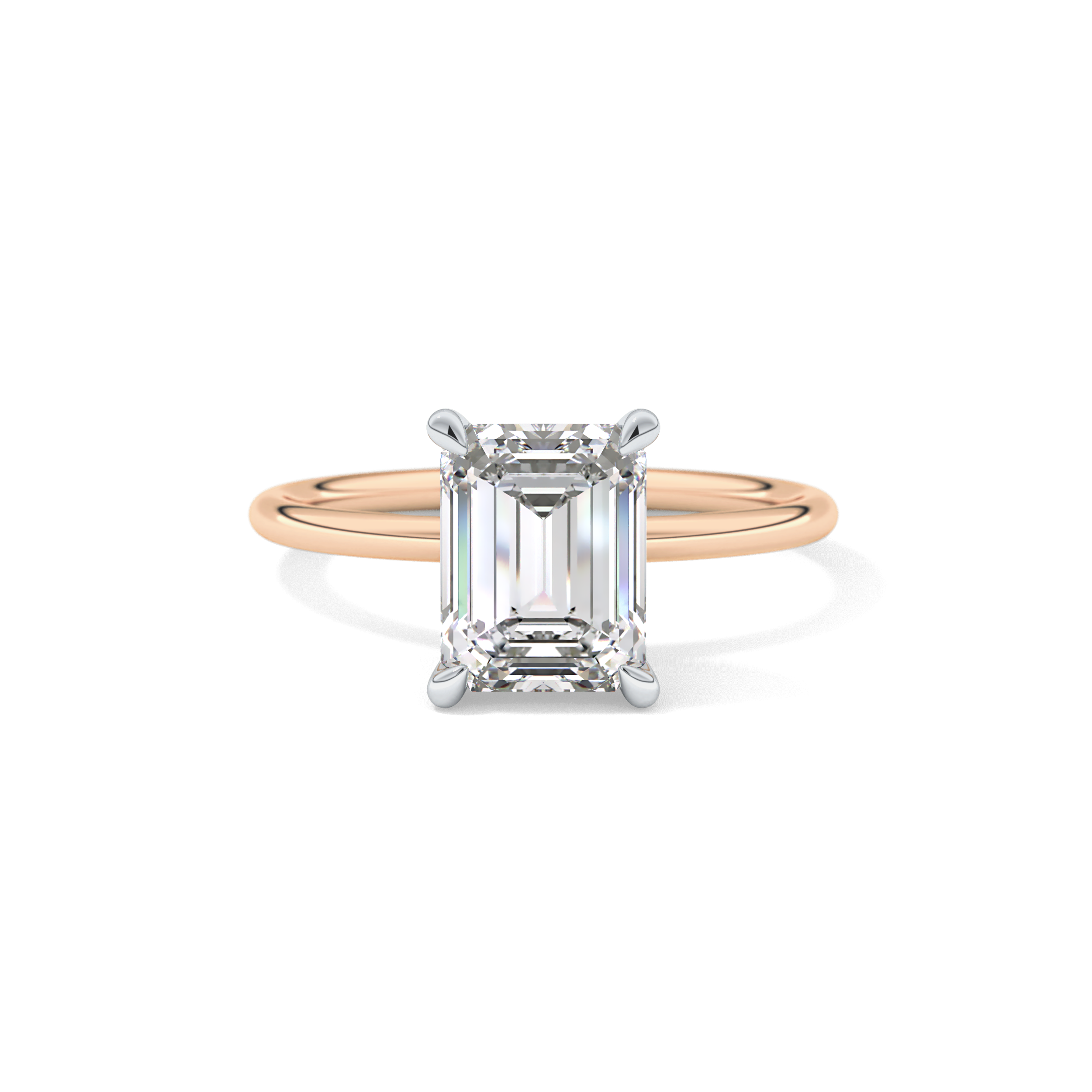 Emerald Solitaire Lab Grown Diamond Engagement Ring