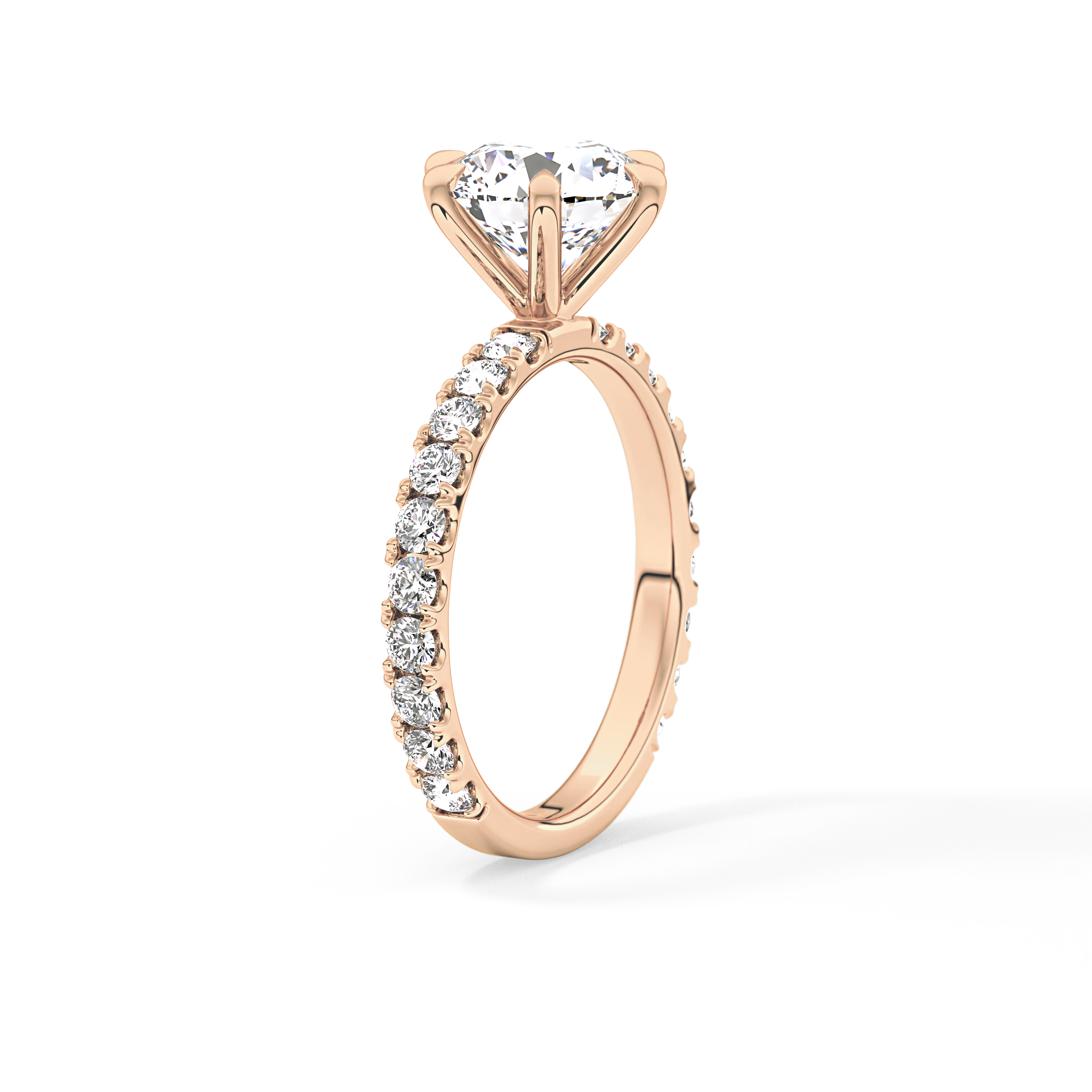 Round Pave Lab Grown Diamond Engagement Ring