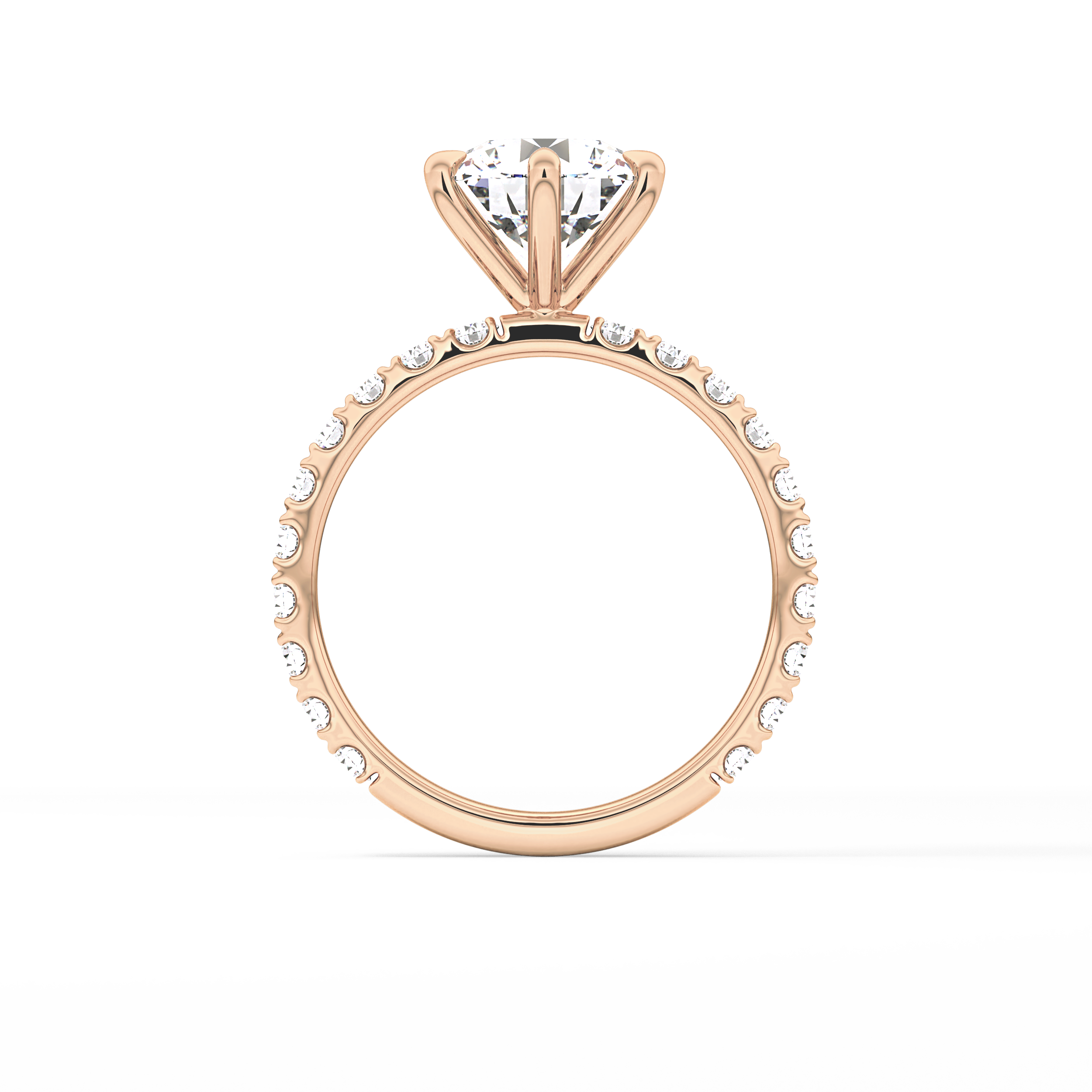 Round Pave Lab Grown Diamond Engagement Ring