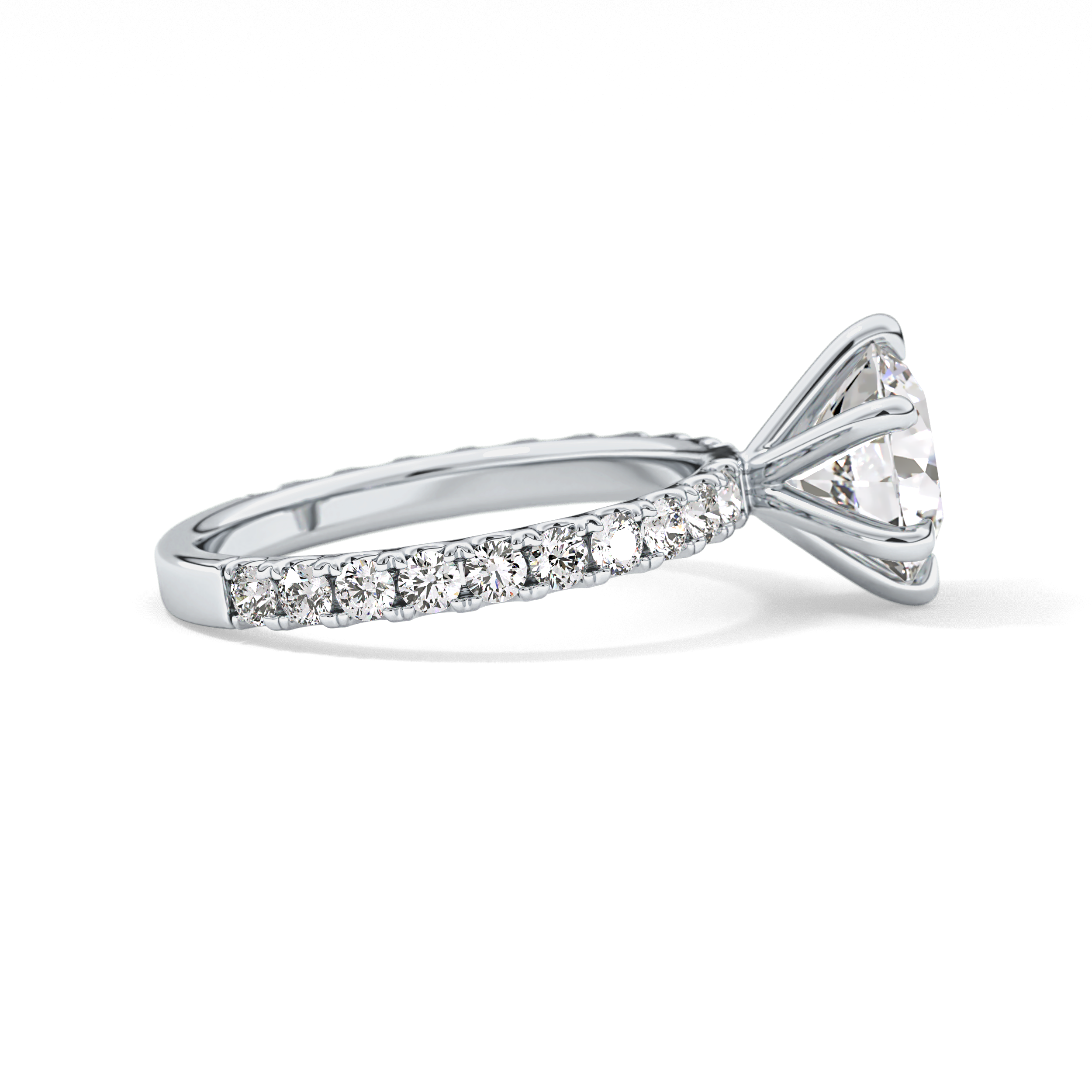Round Pave Lab Grown Diamond Engagement Ring