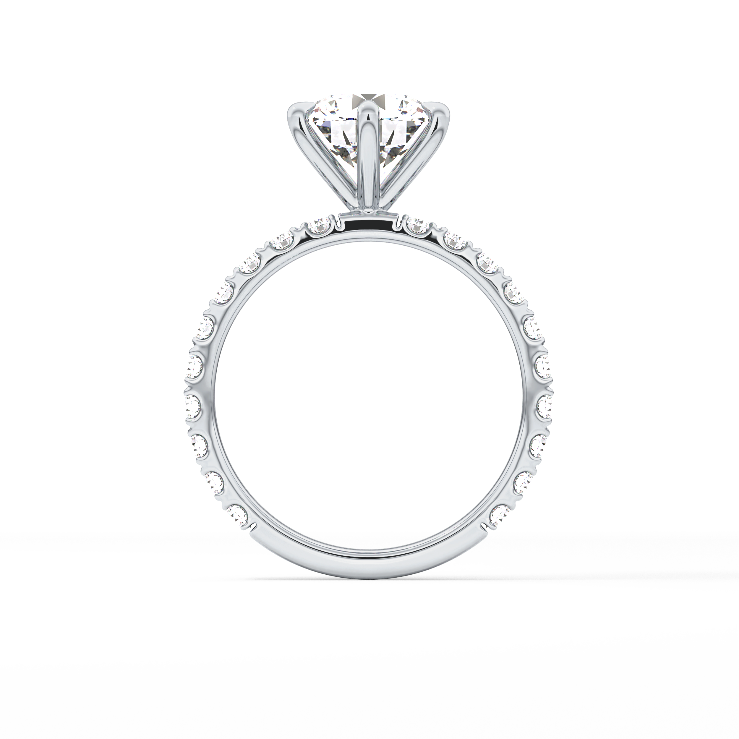 Round Pave Lab Grown Diamond Engagement Ring