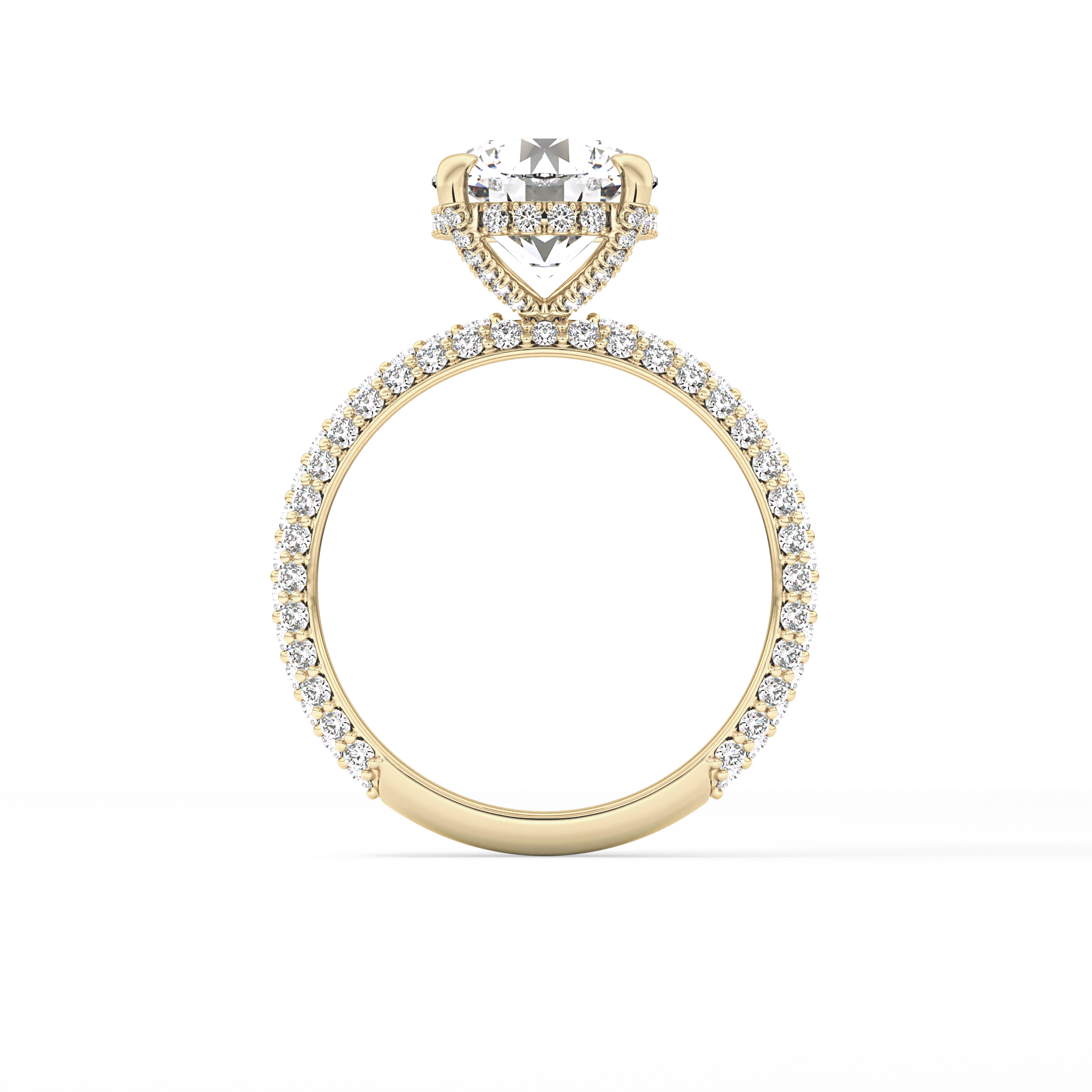 Round Pave Lab Grown Diamond Engagement Ring
