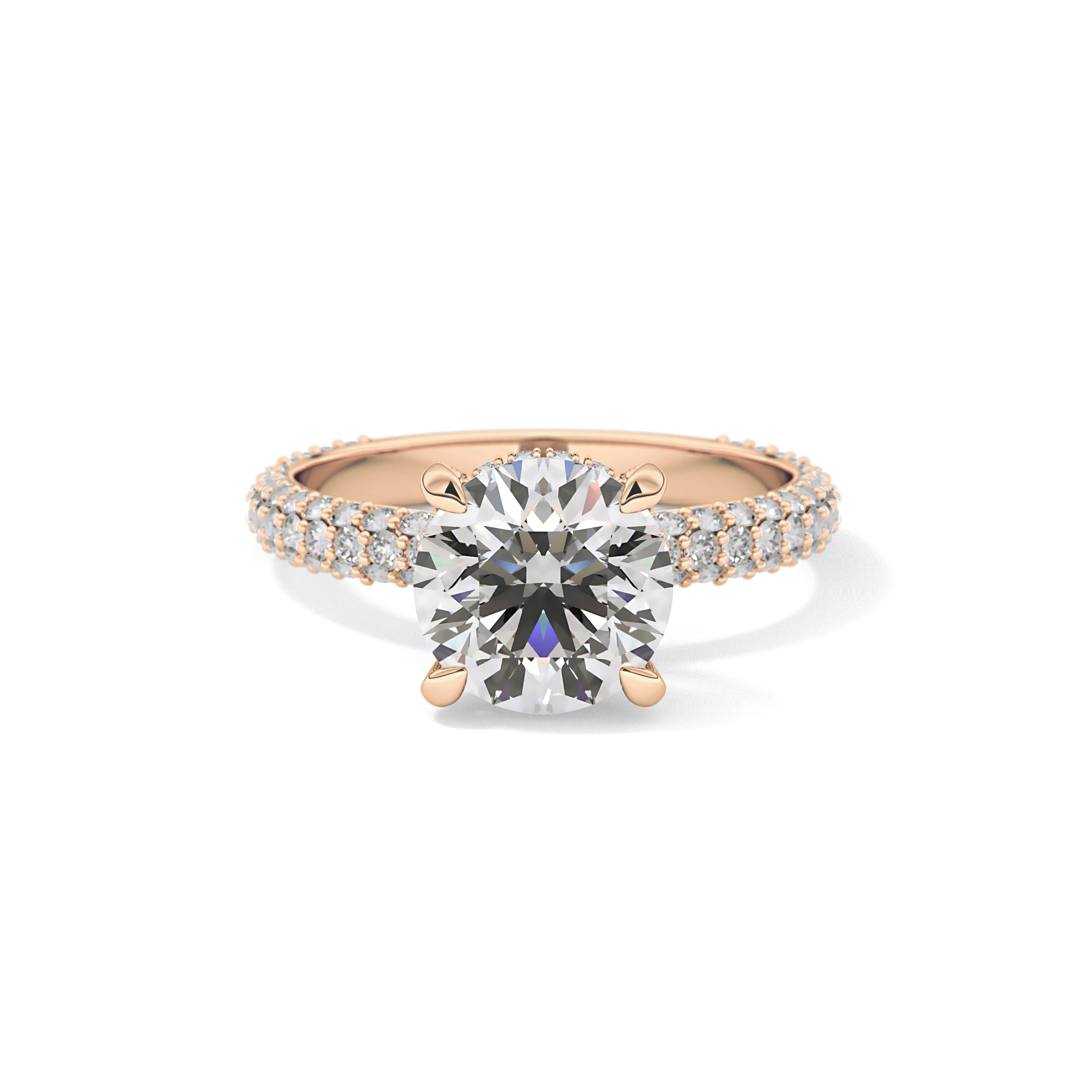 Round Pave Lab Grown Diamond Engagement Ring