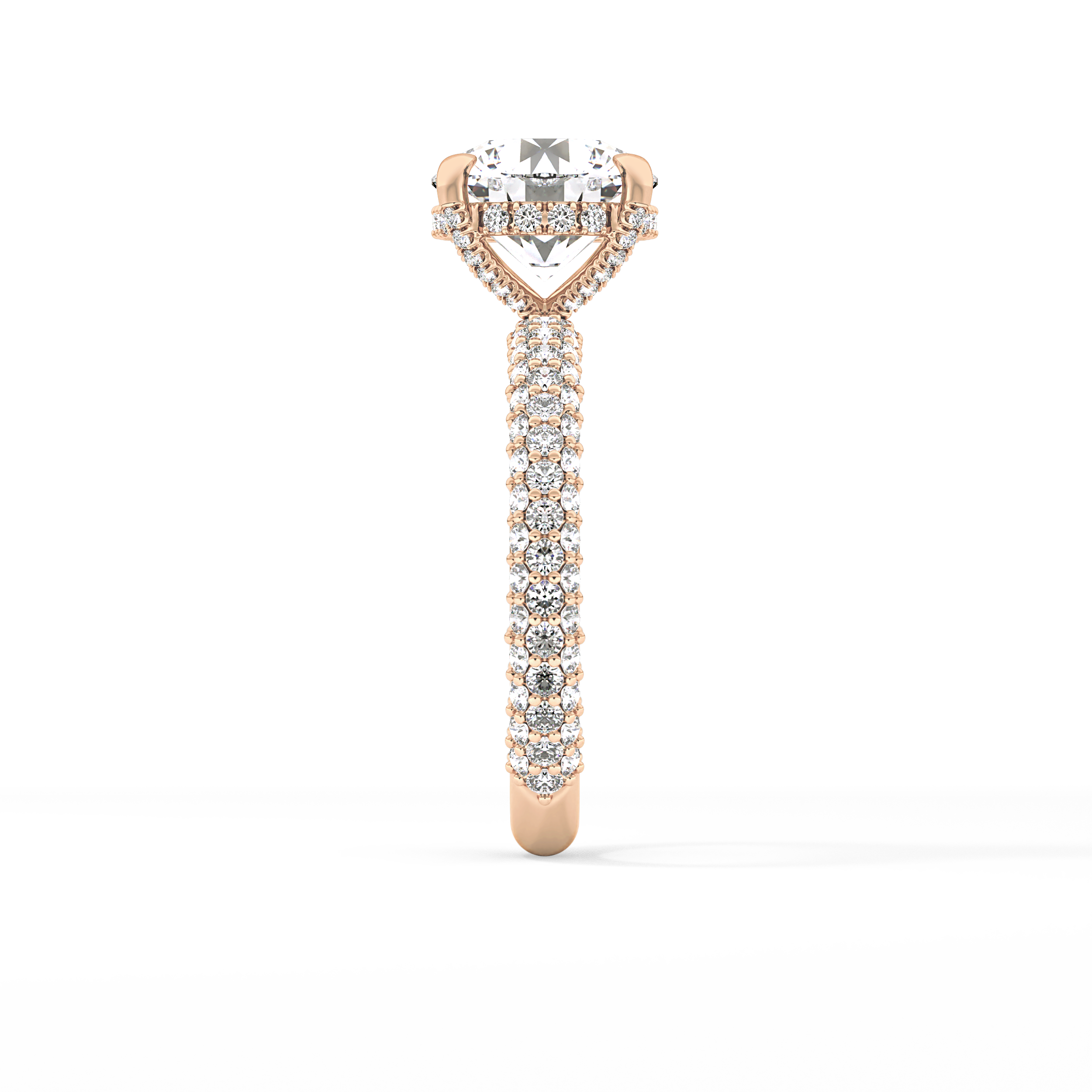 Round Pave Lab Grown Diamond Engagement Ring