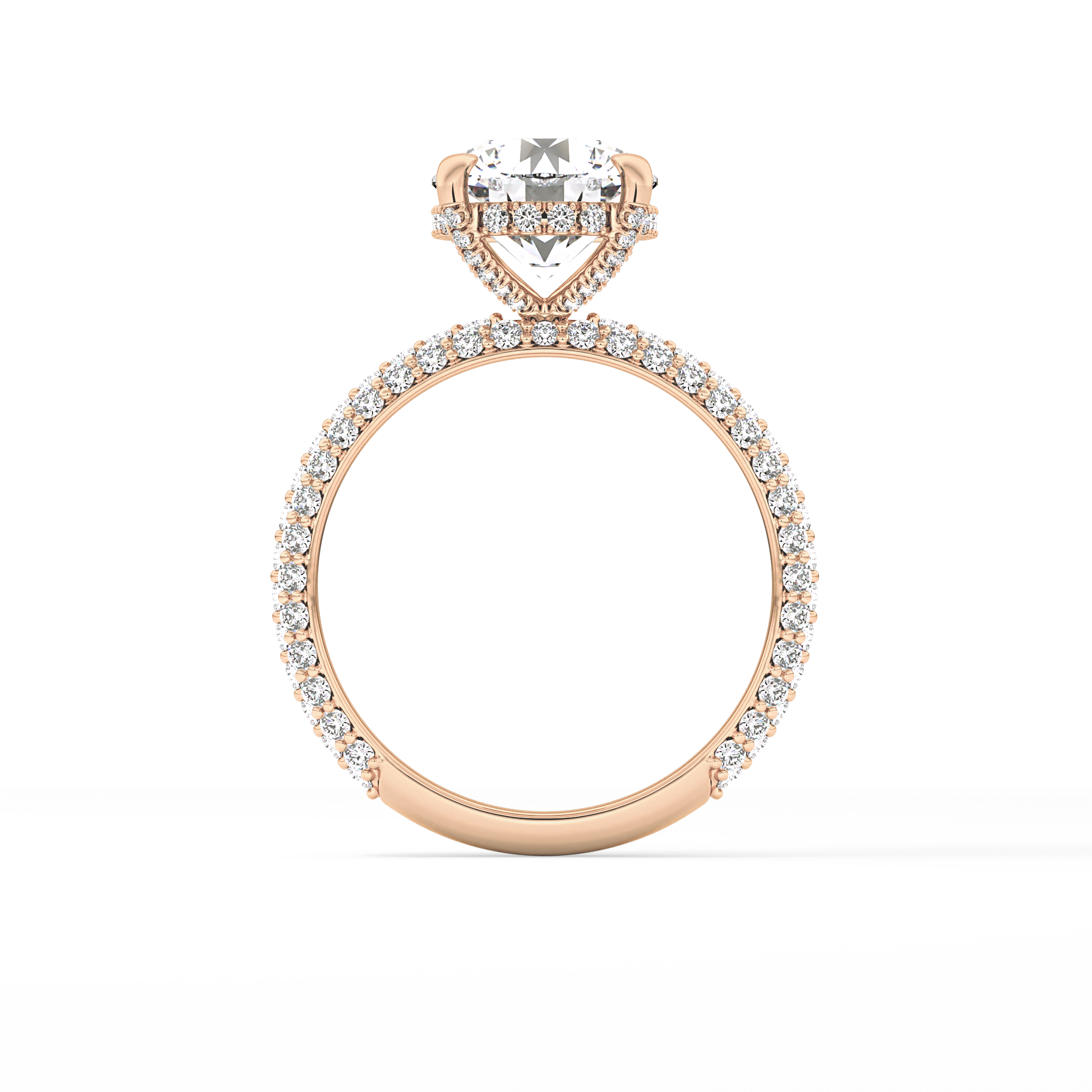 Round Pave Lab Grown Diamond Engagement Ring