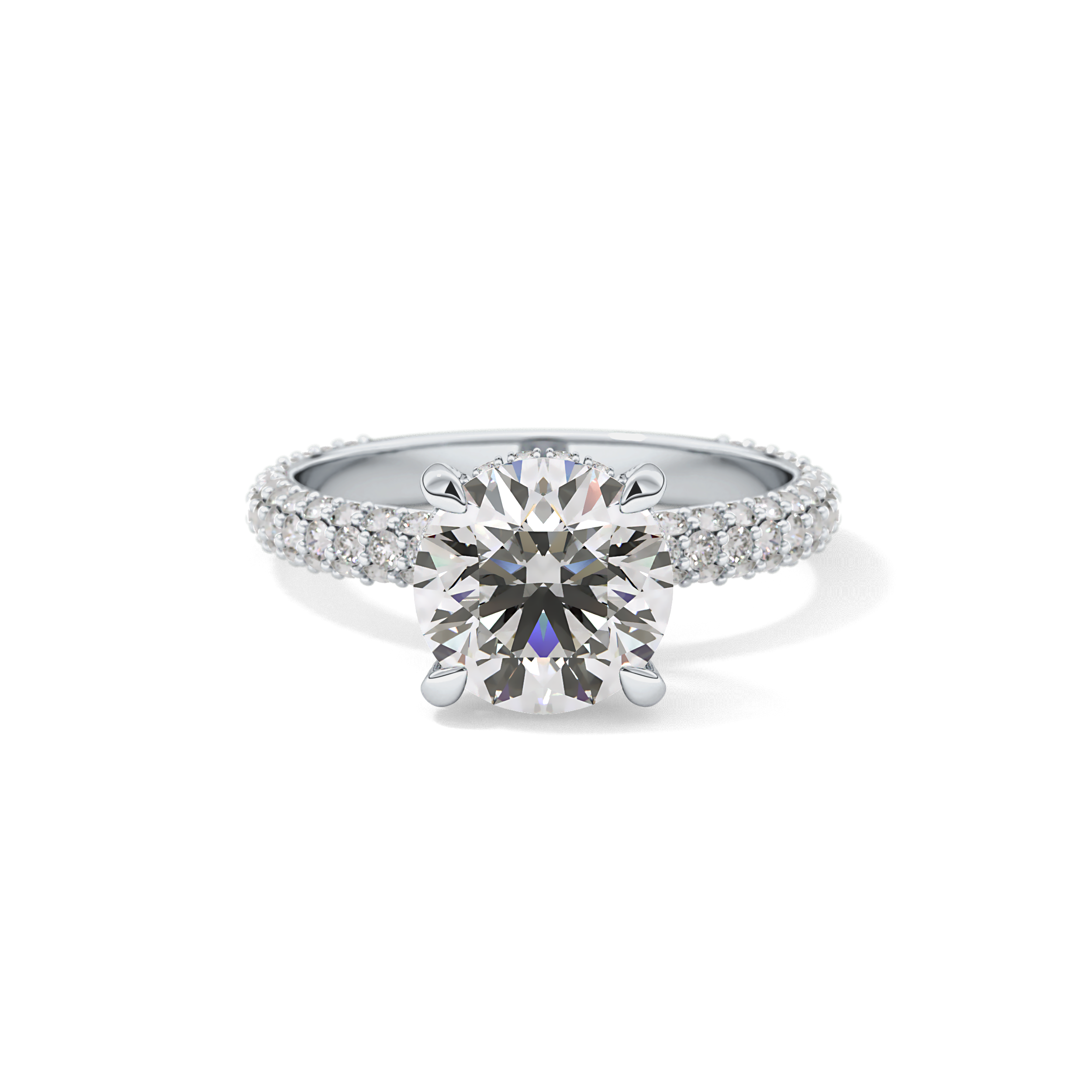 Round Pave Lab Grown Diamond Engagement Ring