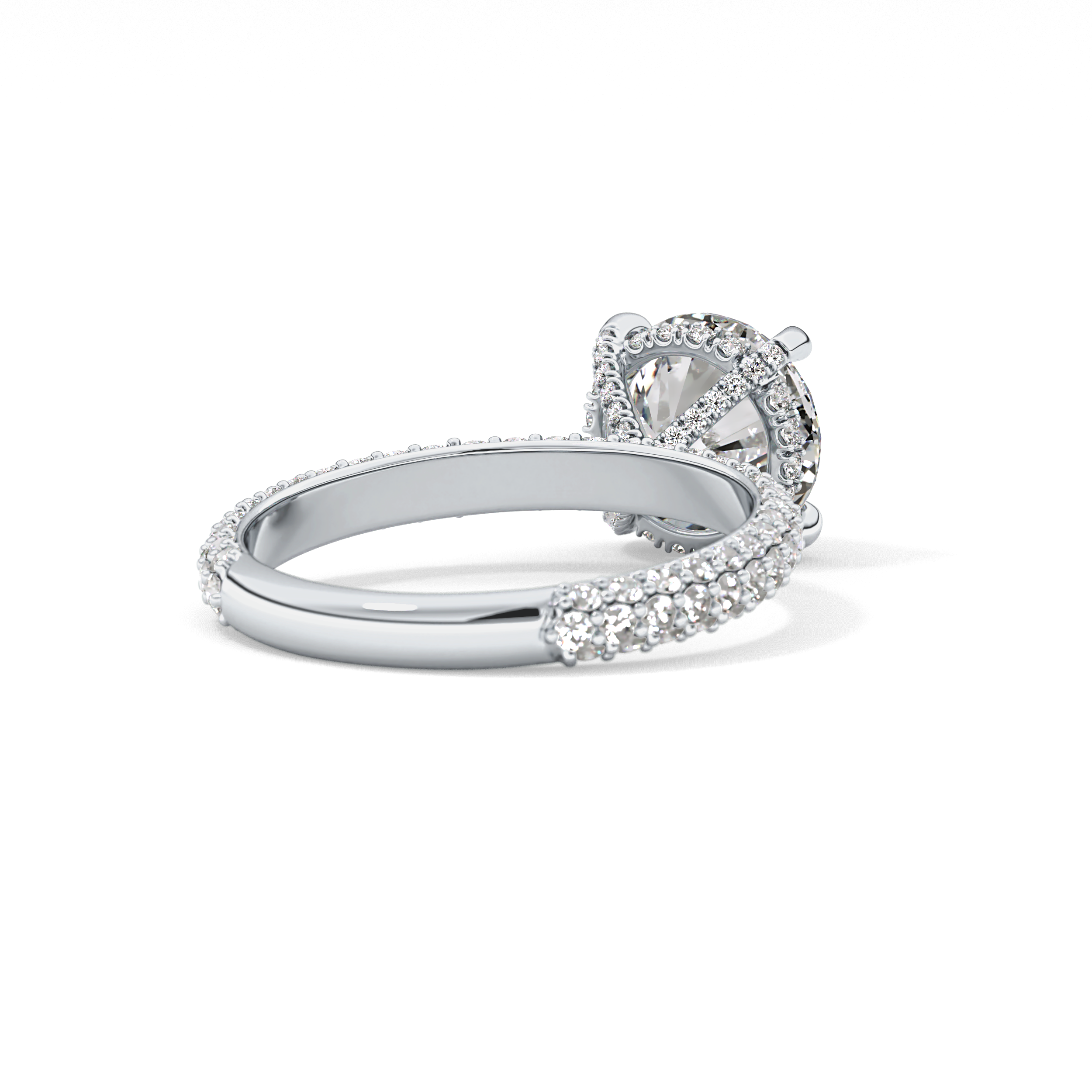 Round Pave Lab Grown Diamond Engagement Ring