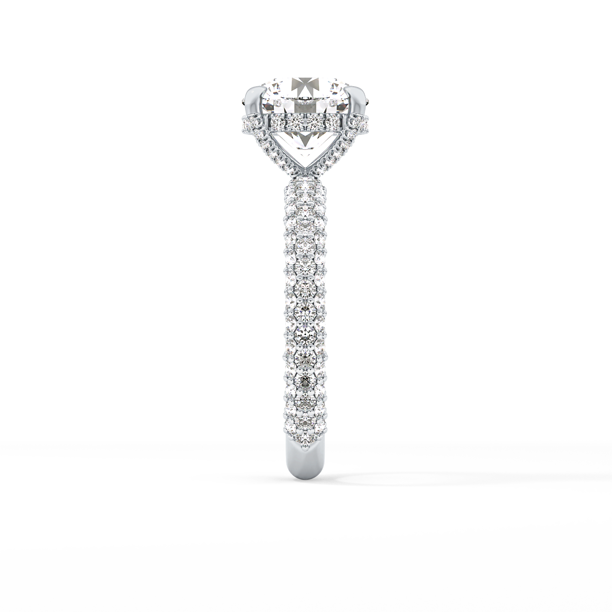 Round Pave Lab Grown Diamond Engagement Ring