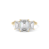 Emerald Three Stone Lab Grown Diamond Engagement Ring