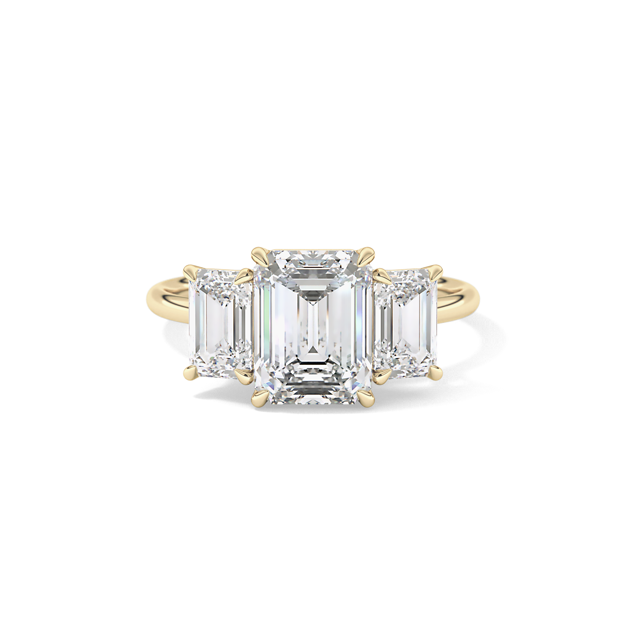 Emerald Three Stone Lab Grown Diamond Engagement Ring