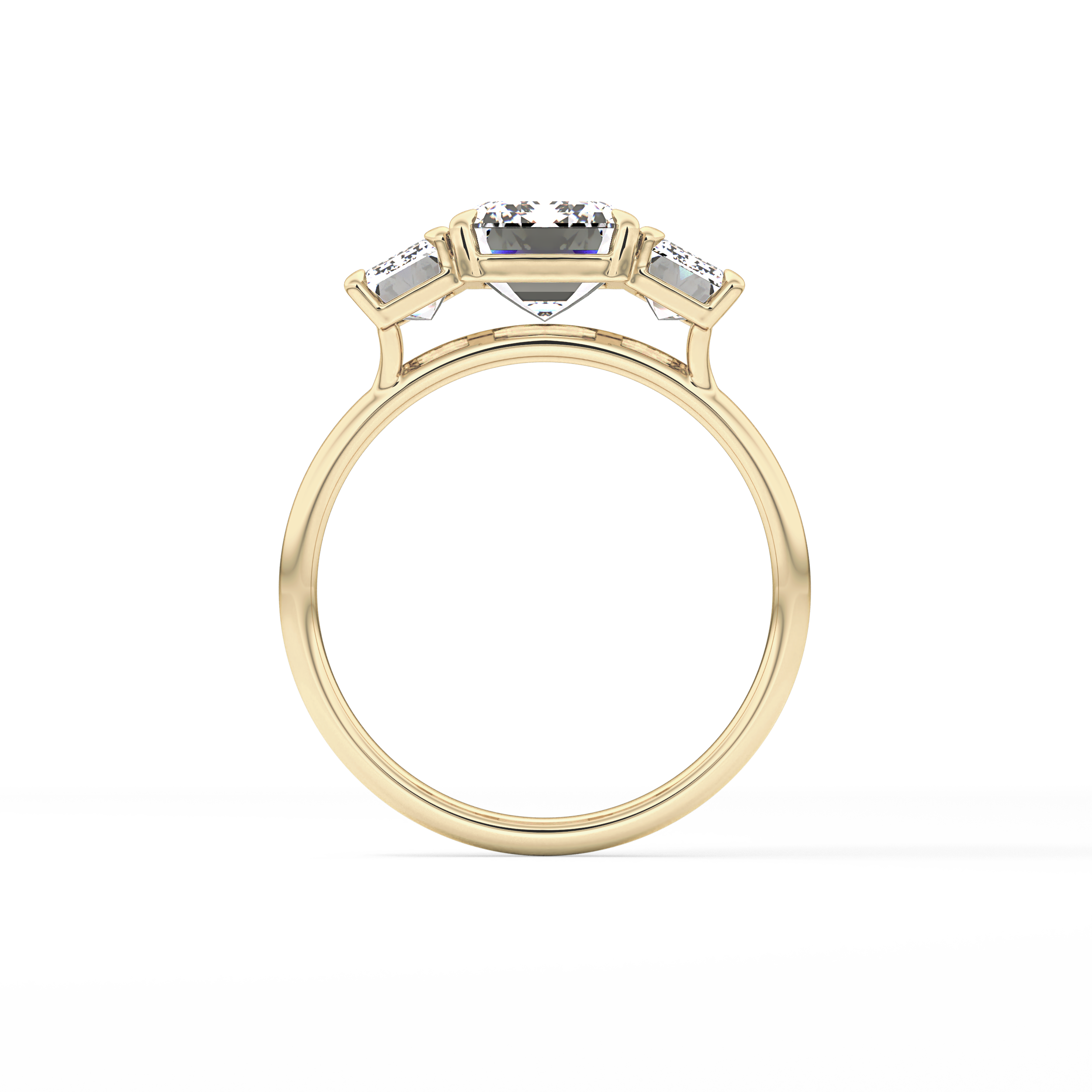 Emerald Three Stone Lab Grown Diamond Engagement Ring