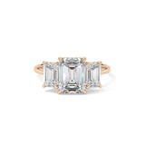 Emerald Three Stone Lab Grown Diamond Engagement Ring