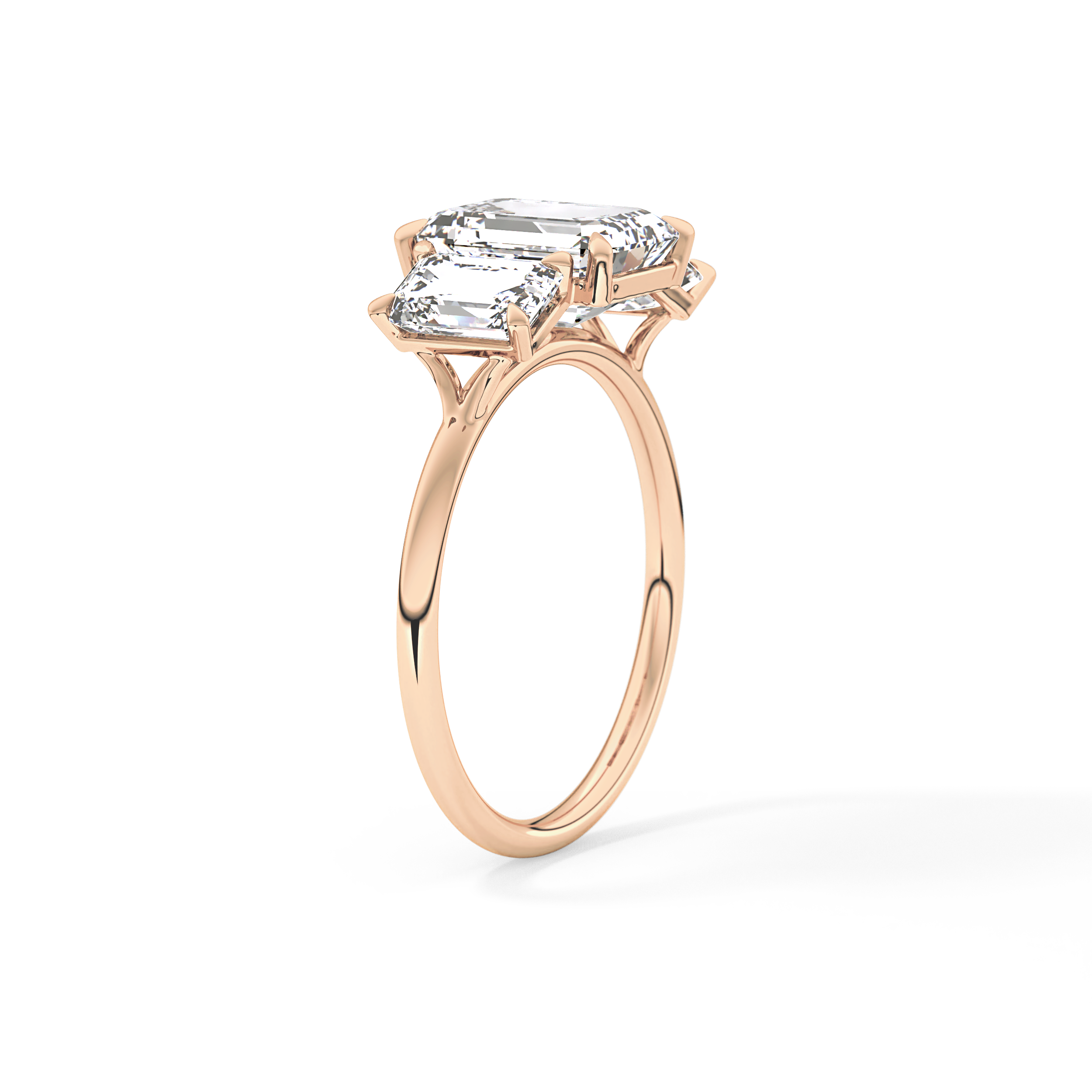 Emerald Three Stone Lab Grown Diamond Engagement Ring