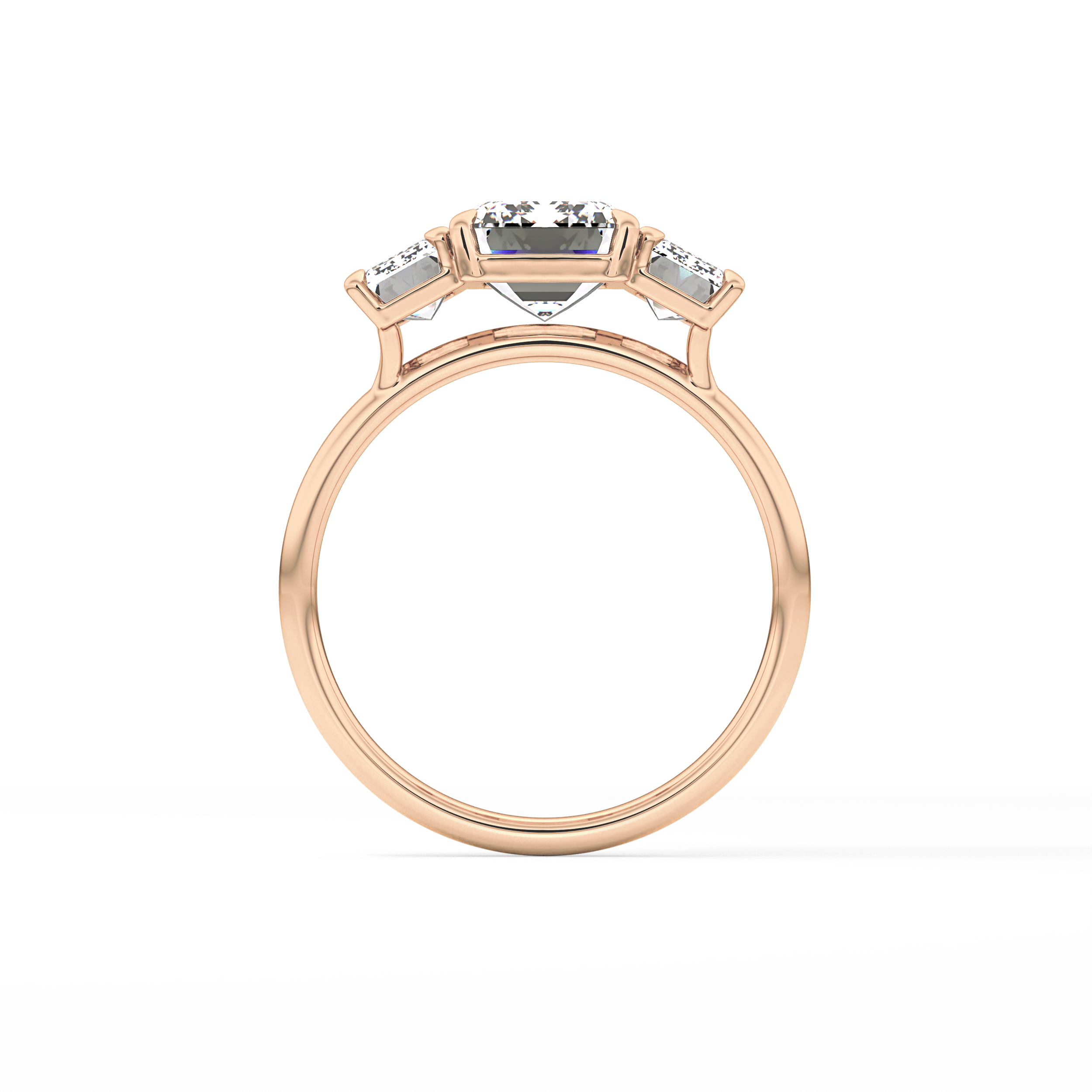 Emerald Three Stone Lab Grown Diamond Engagement Ring