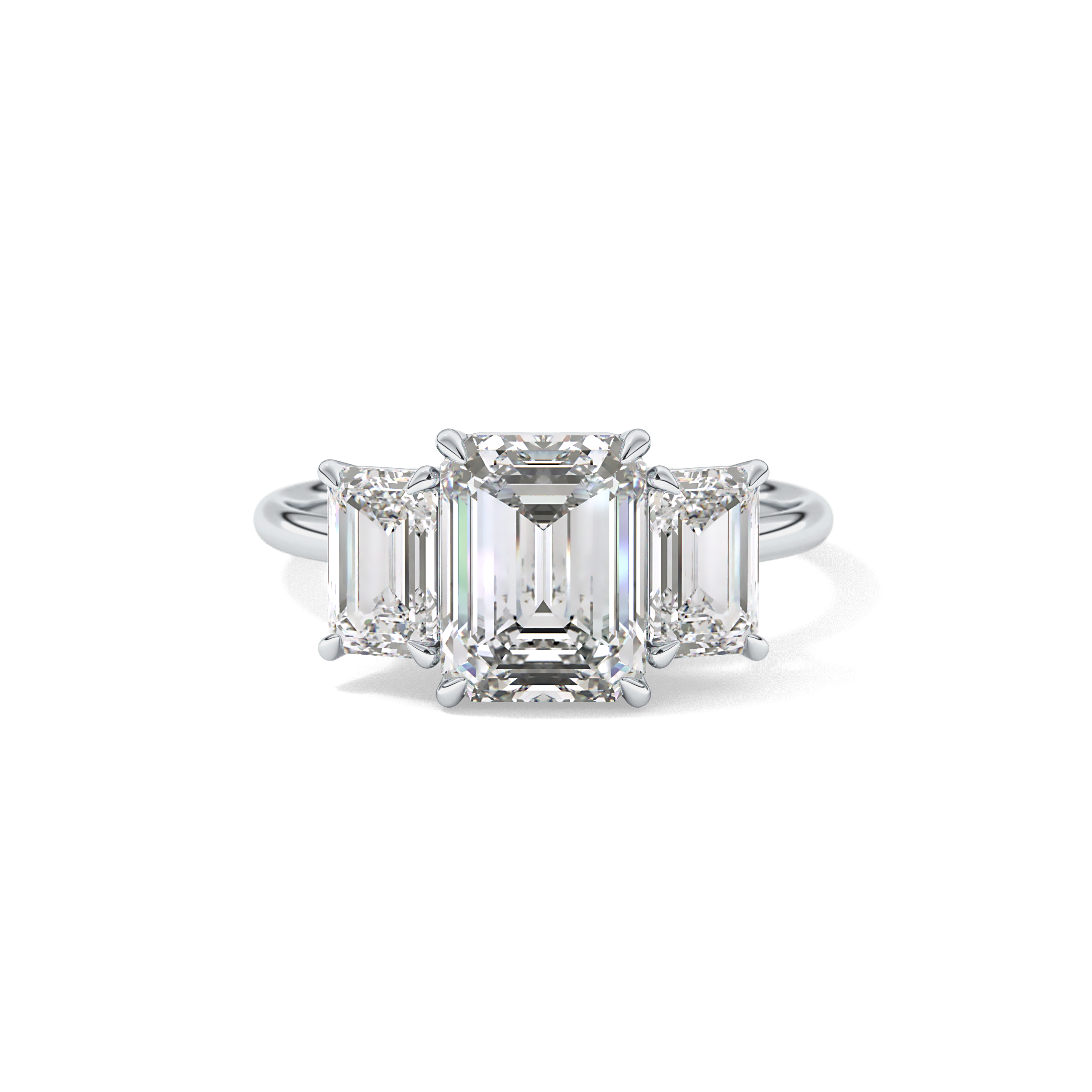 Emerald Three Stone Lab Grown Diamond Engagement Ring