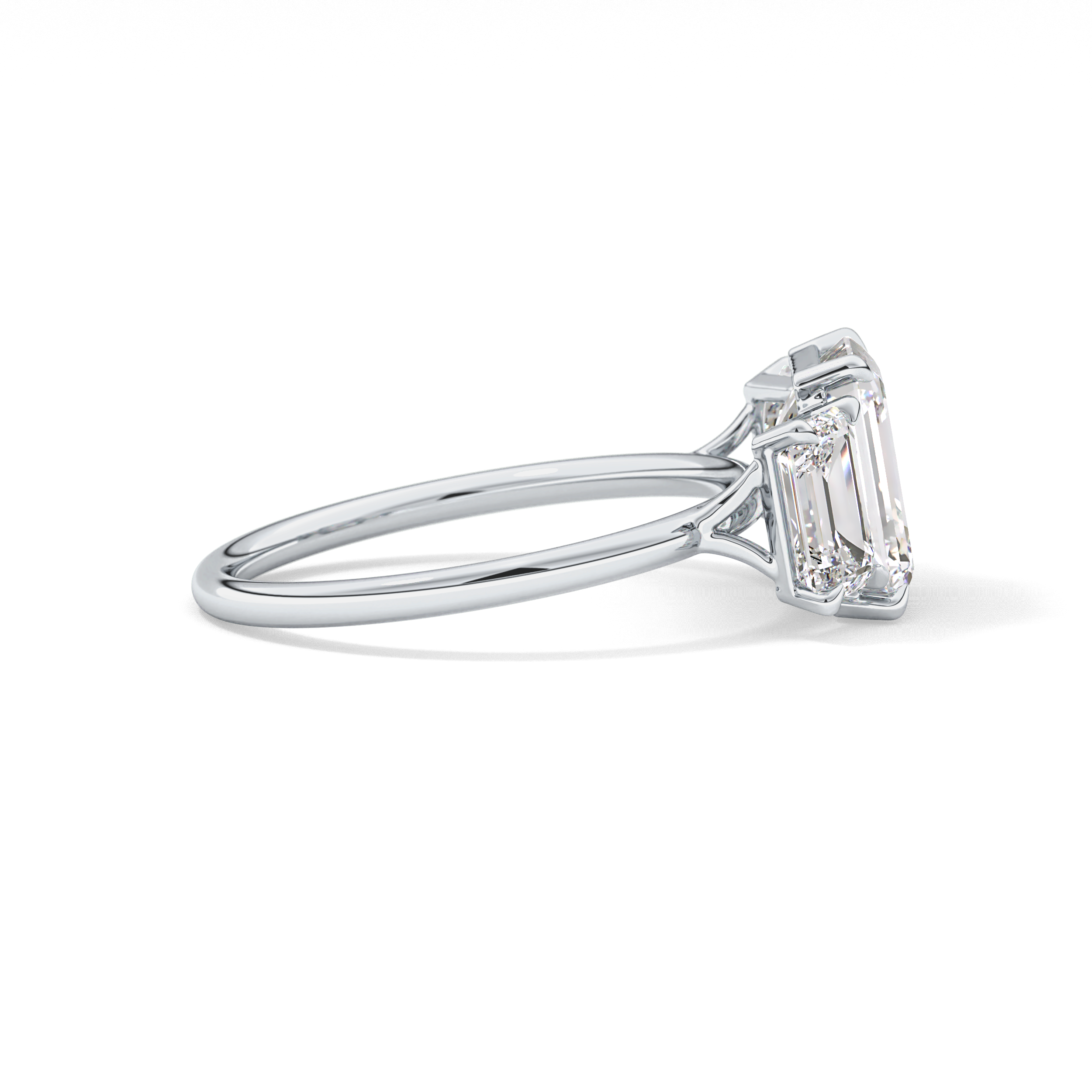 Emerald Three Stone Lab Grown Diamond Engagement Ring