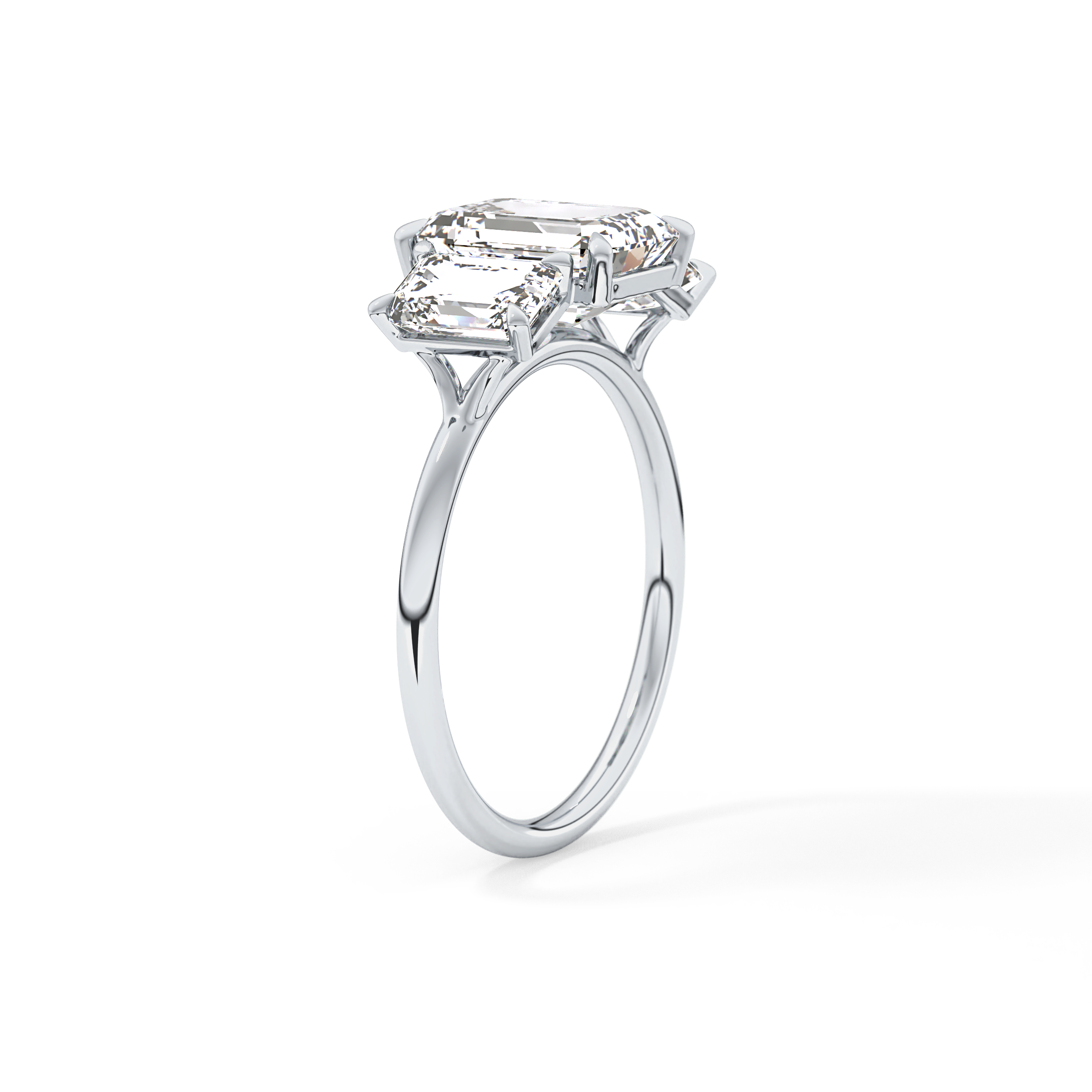 Emerald Three Stone Lab Grown Diamond Engagement Ring