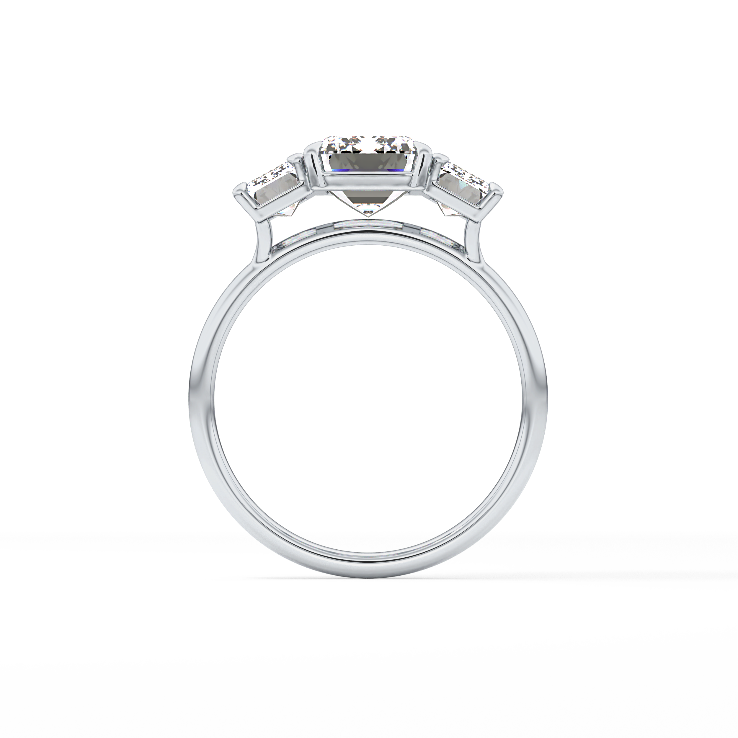 Emerald Three Stone Lab Grown Diamond Engagement Ring