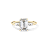 Emerald Three Stone Lab Grown Diamond Engagement Ring