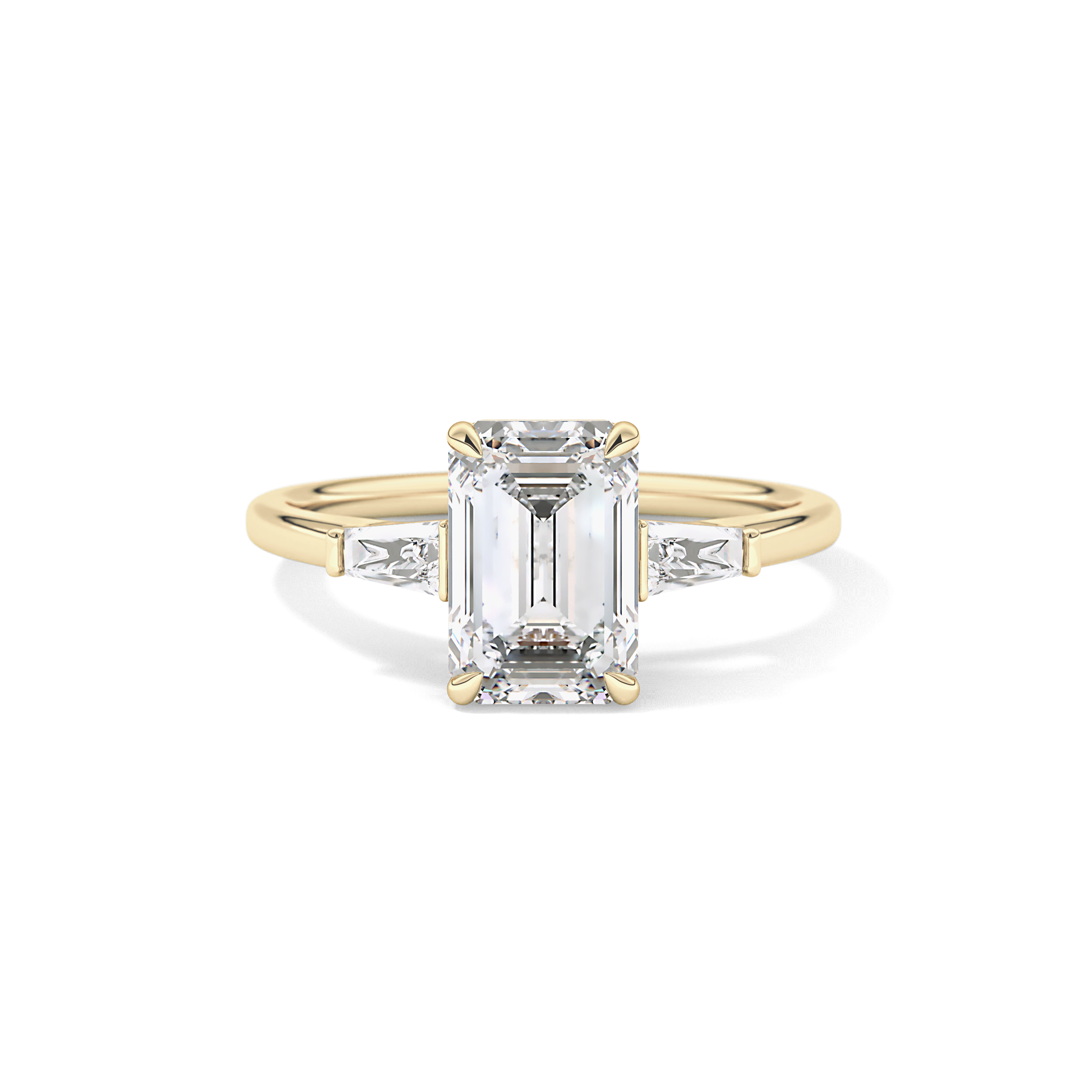 Emerald Three Stone Lab Grown Diamond Engagement Ring