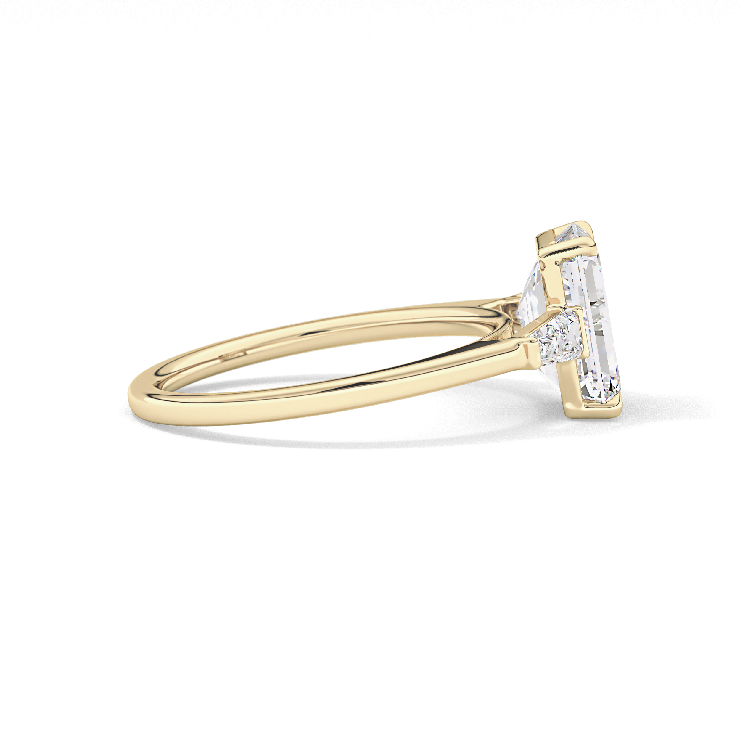 Emerald Three Stone Lab Grown Diamond Engagement Ring