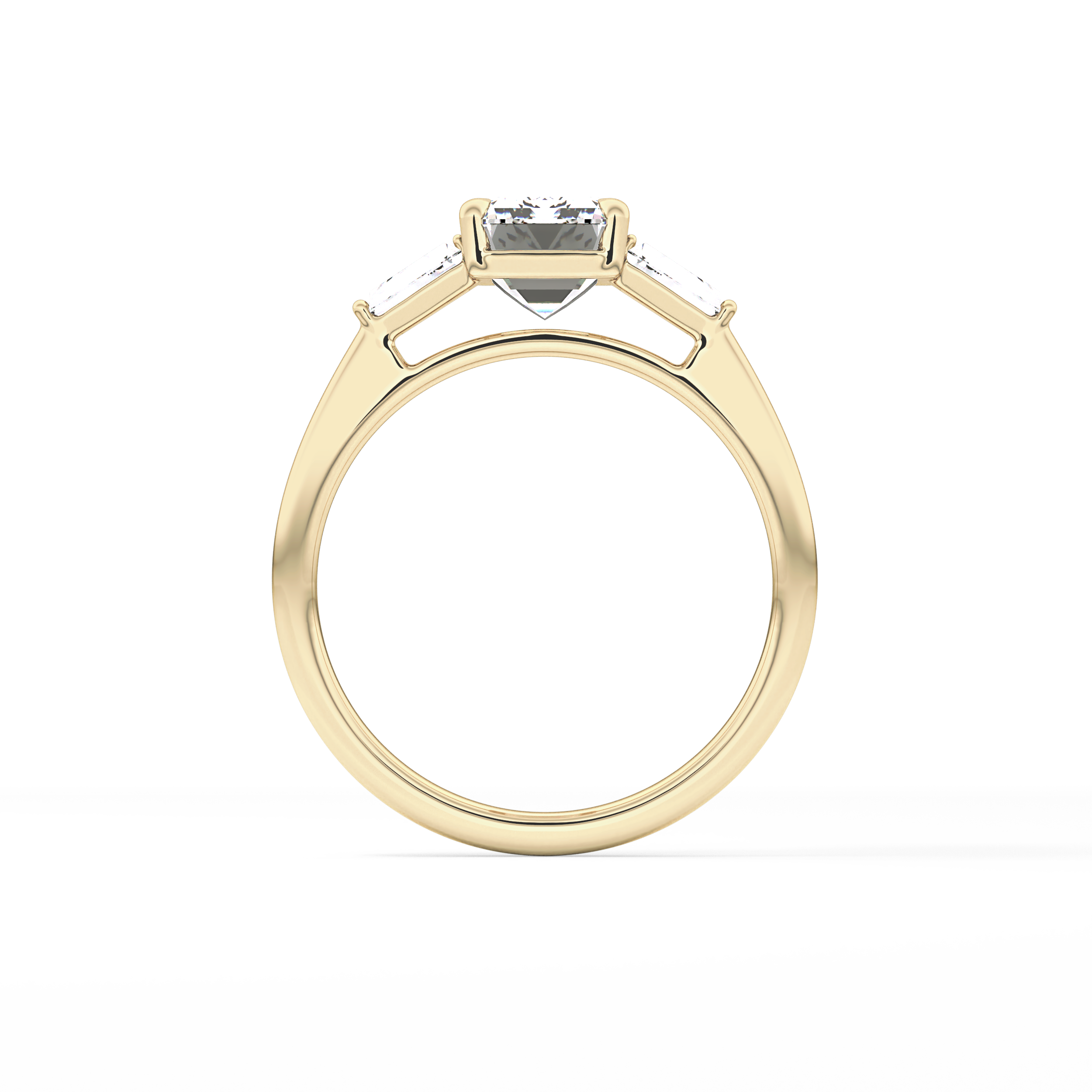 Emerald Three Stone Lab Grown Diamond Engagement Ring