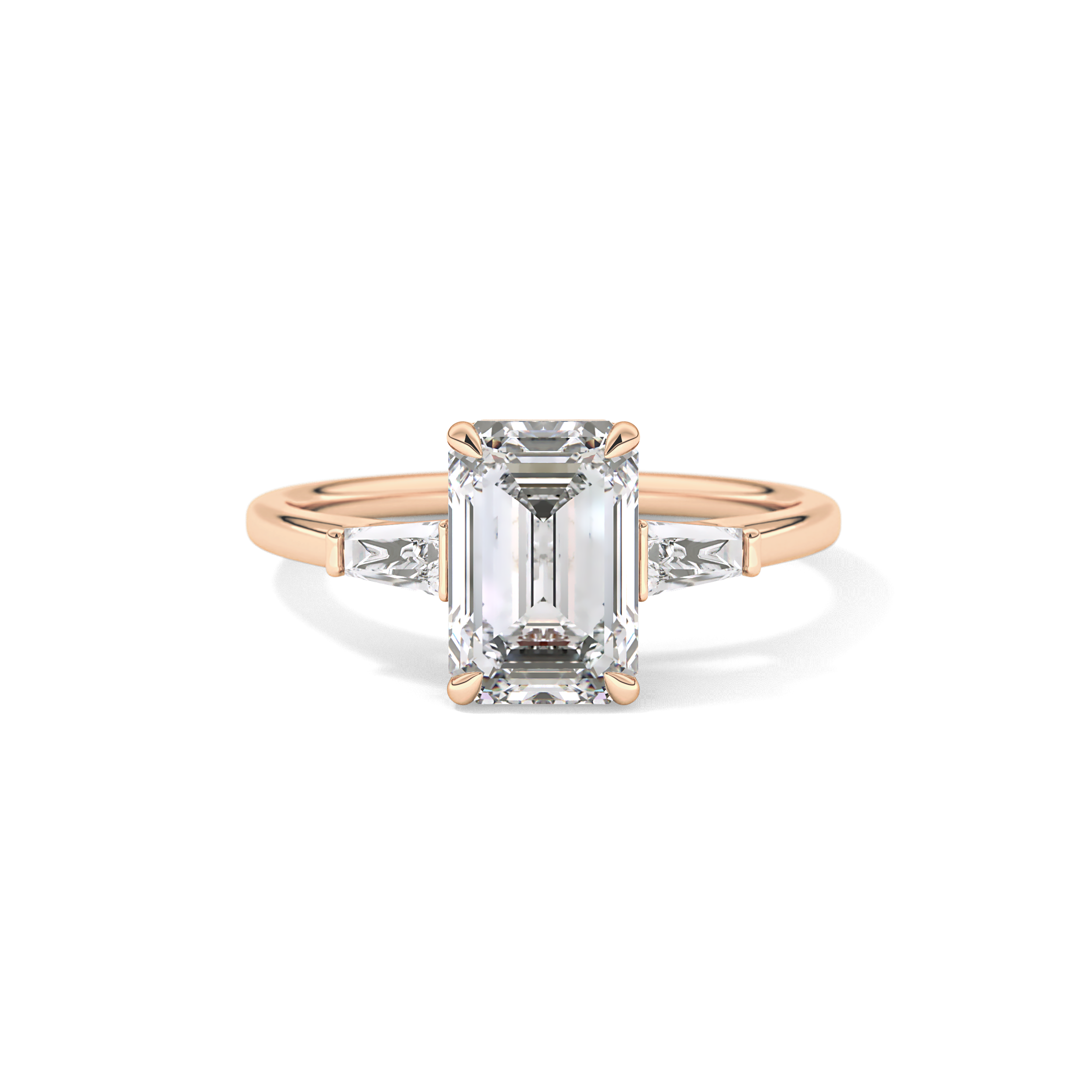 Emerald Three Stone Lab Grown Diamond Engagement Ring