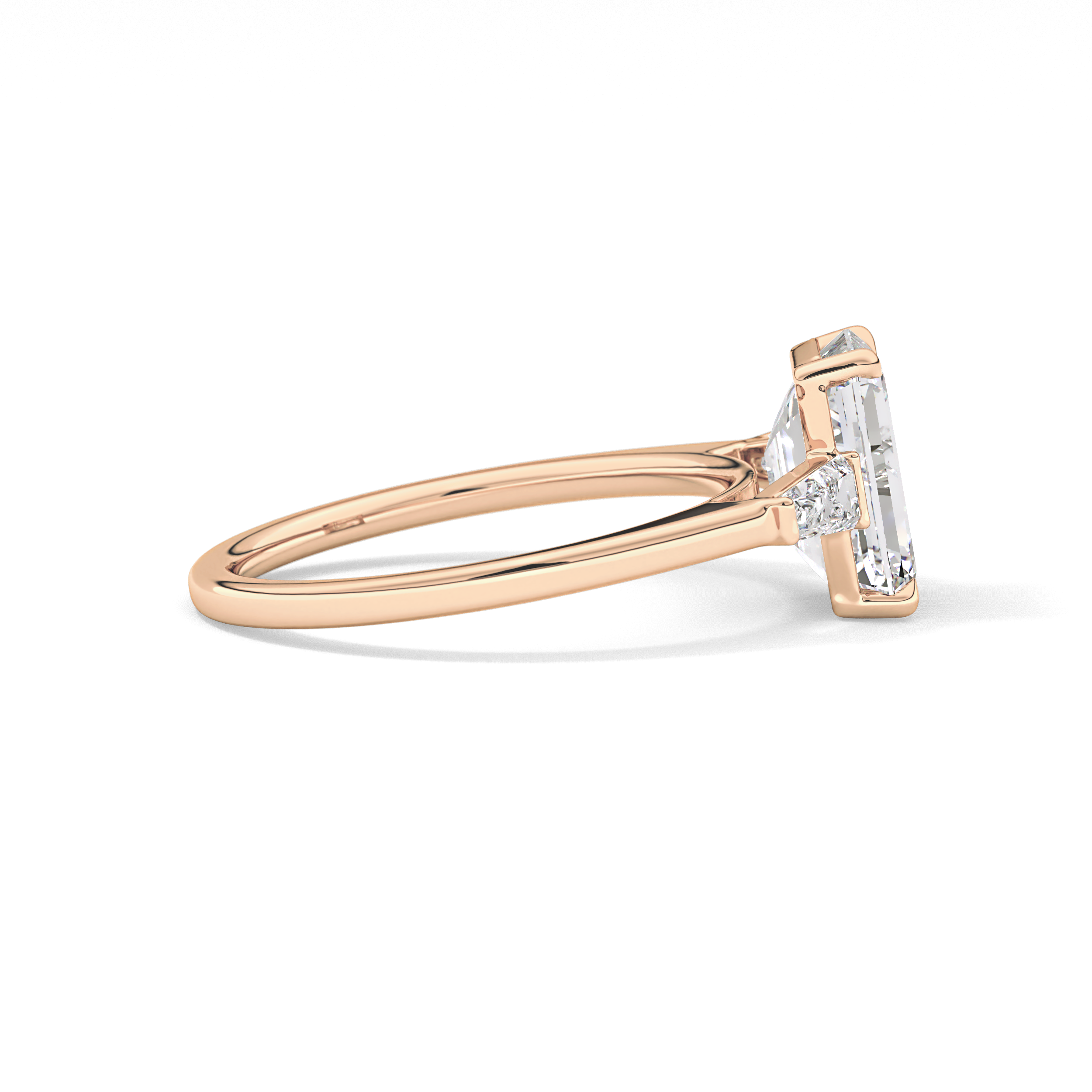 Emerald Three Stone Lab Grown Diamond Engagement Ring