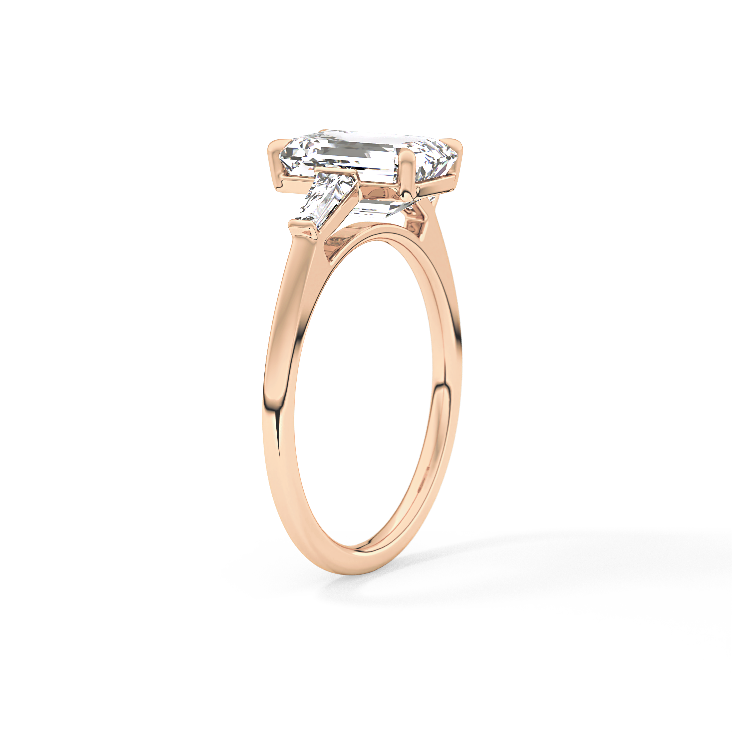 Emerald Three Stone Lab Grown Diamond Engagement Ring