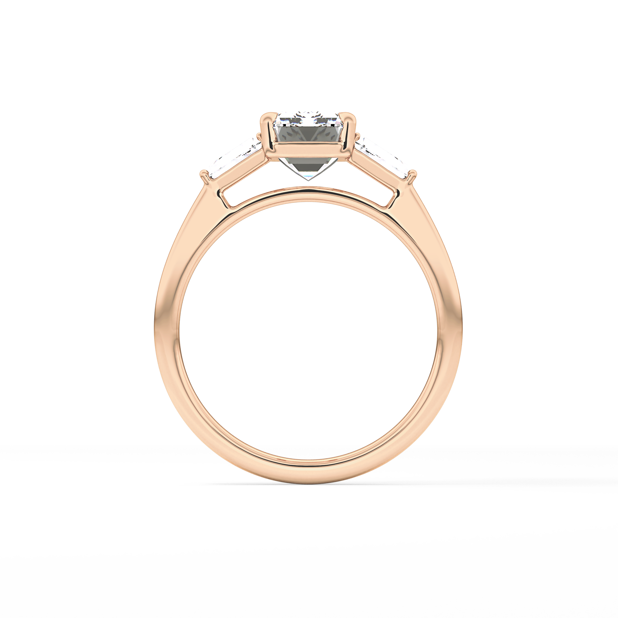 Emerald Three Stone Lab Grown Diamond Engagement Ring