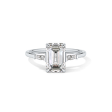 Emerald Three Stone Lab Grown Diamond Engagement Ring