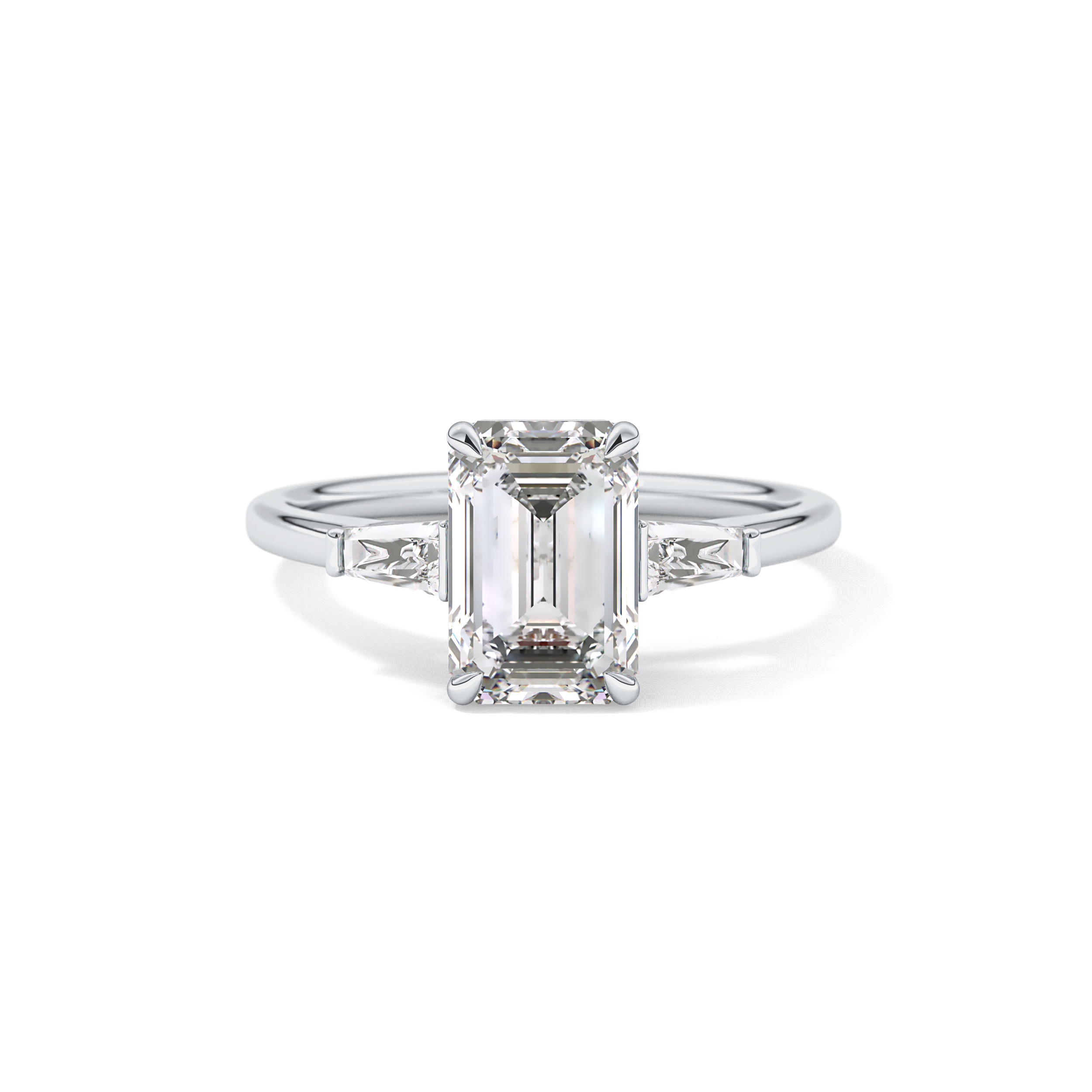 Emerald Three Stone Lab Grown Diamond Engagement Ring