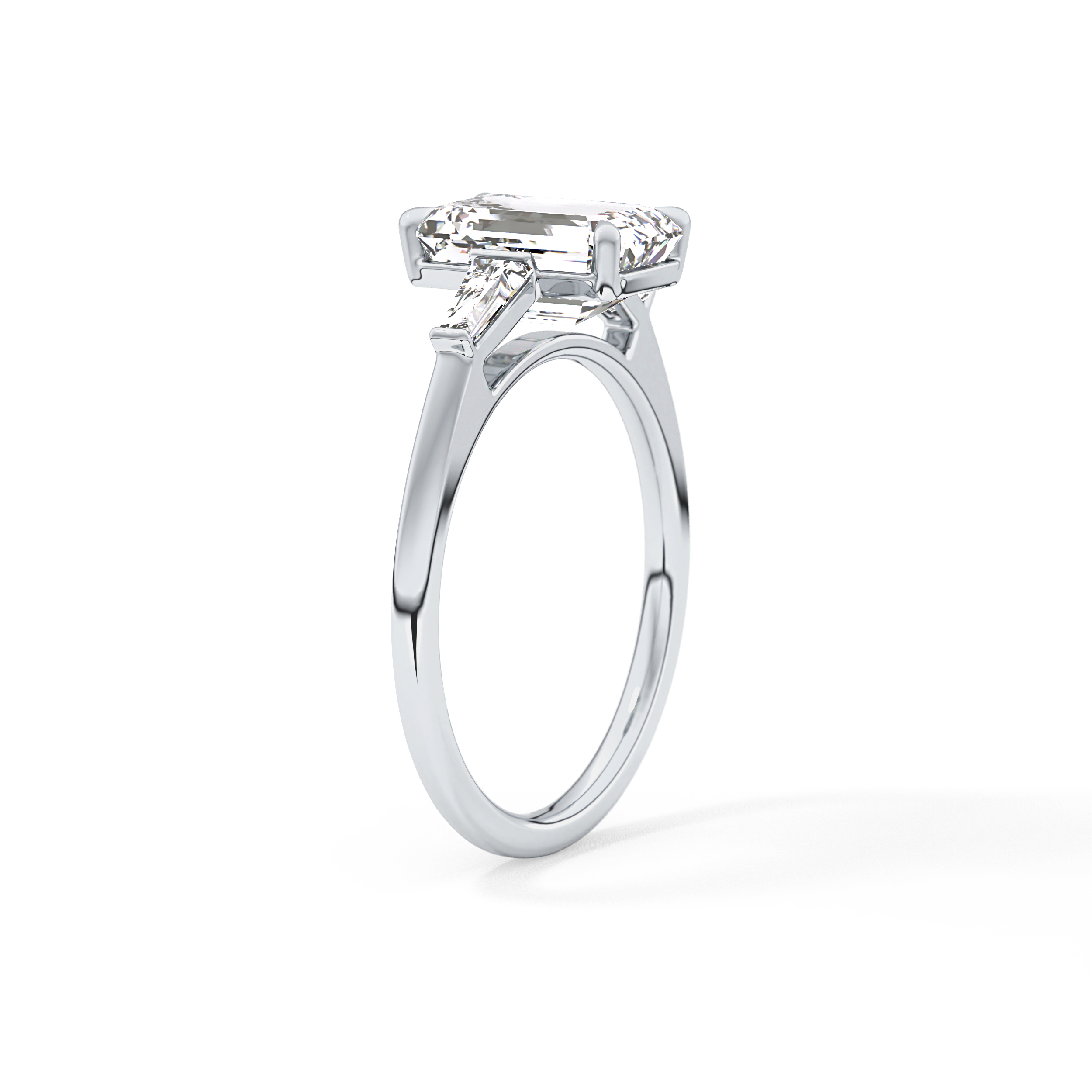 Emerald Three Stone Lab Grown Diamond Engagement Ring