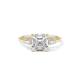 Asscher Three Stone Lab Grown Diamond Engagement Ring