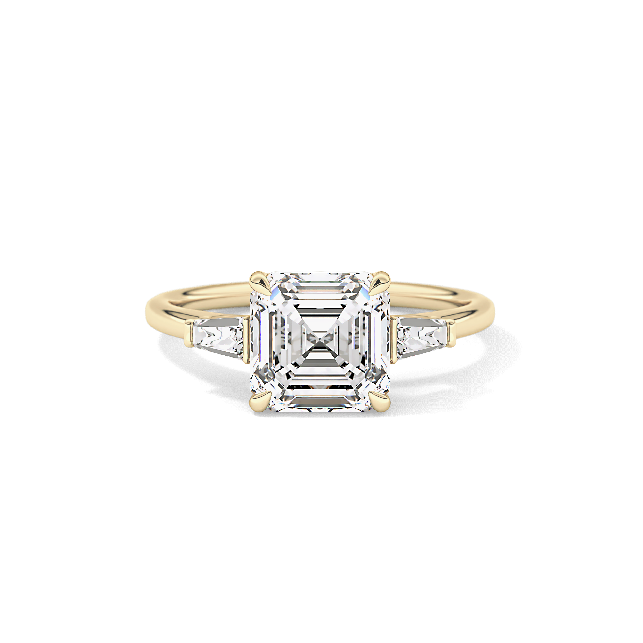 Asscher Three Stone Lab Grown Diamond Engagement Ring