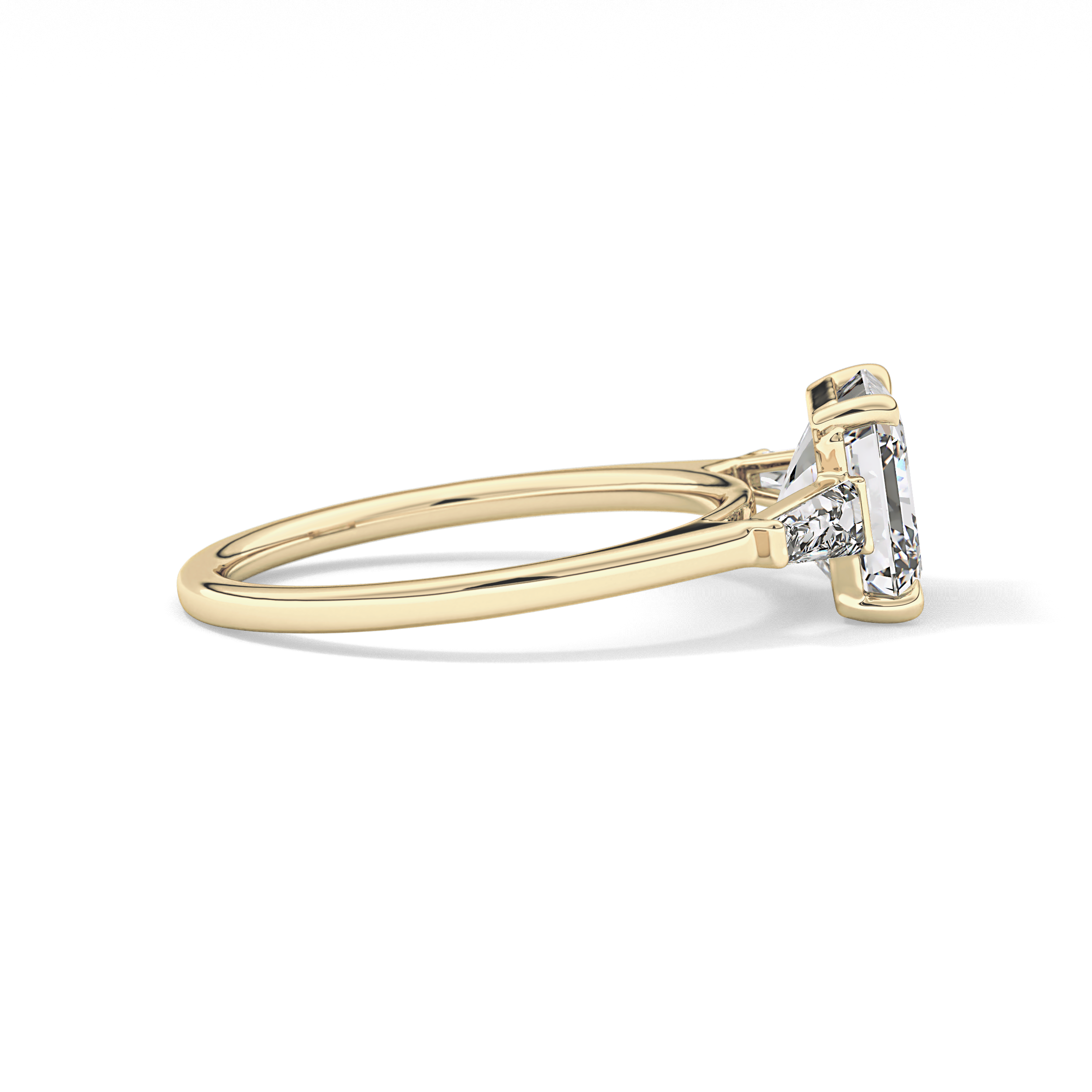Asscher Three Stone Lab Grown Diamond Engagement Ring
