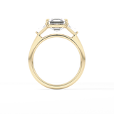Asscher Three Stone Lab Grown Diamond Engagement Ring