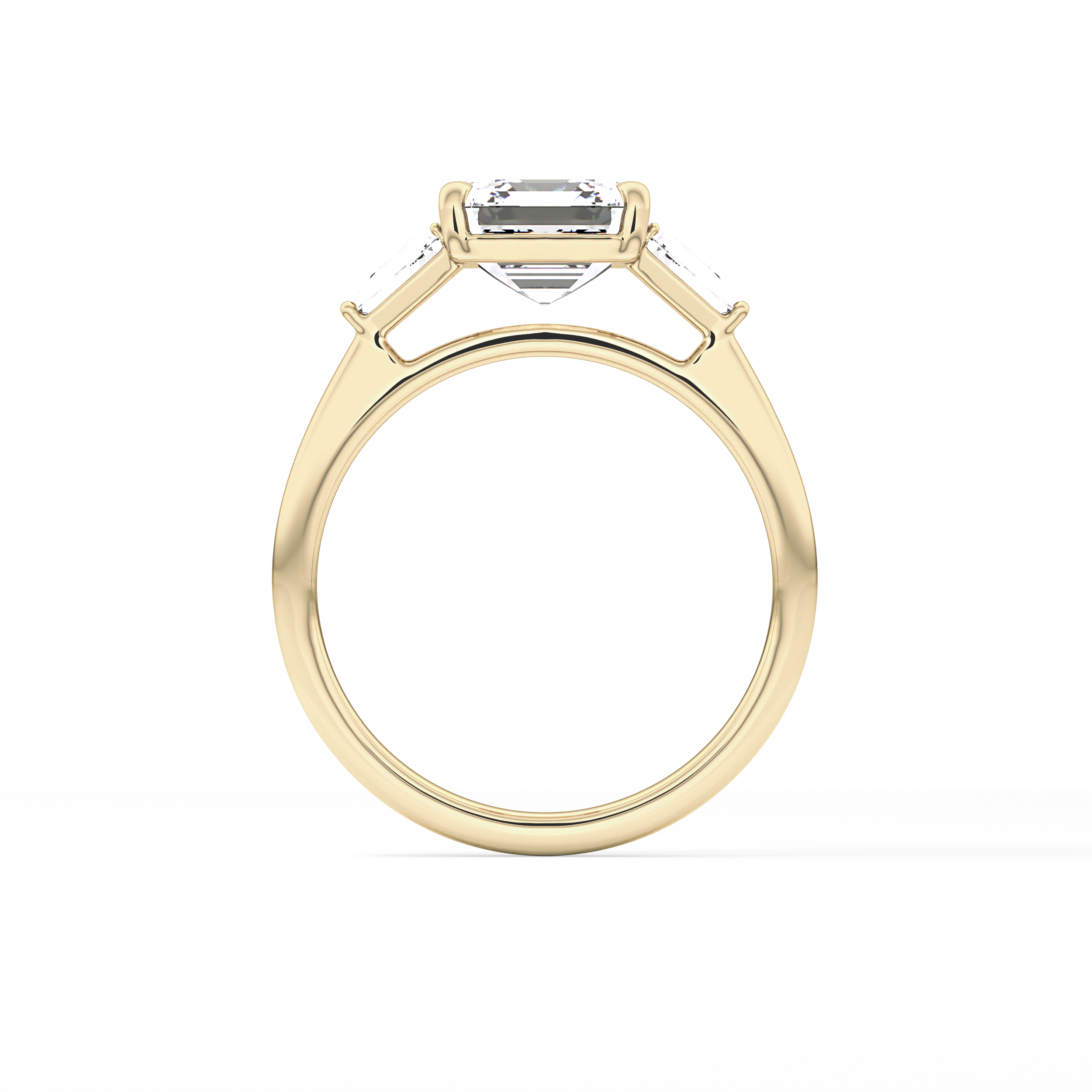 Asscher Three Stone Lab Grown Diamond Engagement Ring