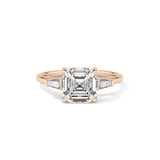 Asscher Three Stone Lab Grown Diamond Engagement Ring