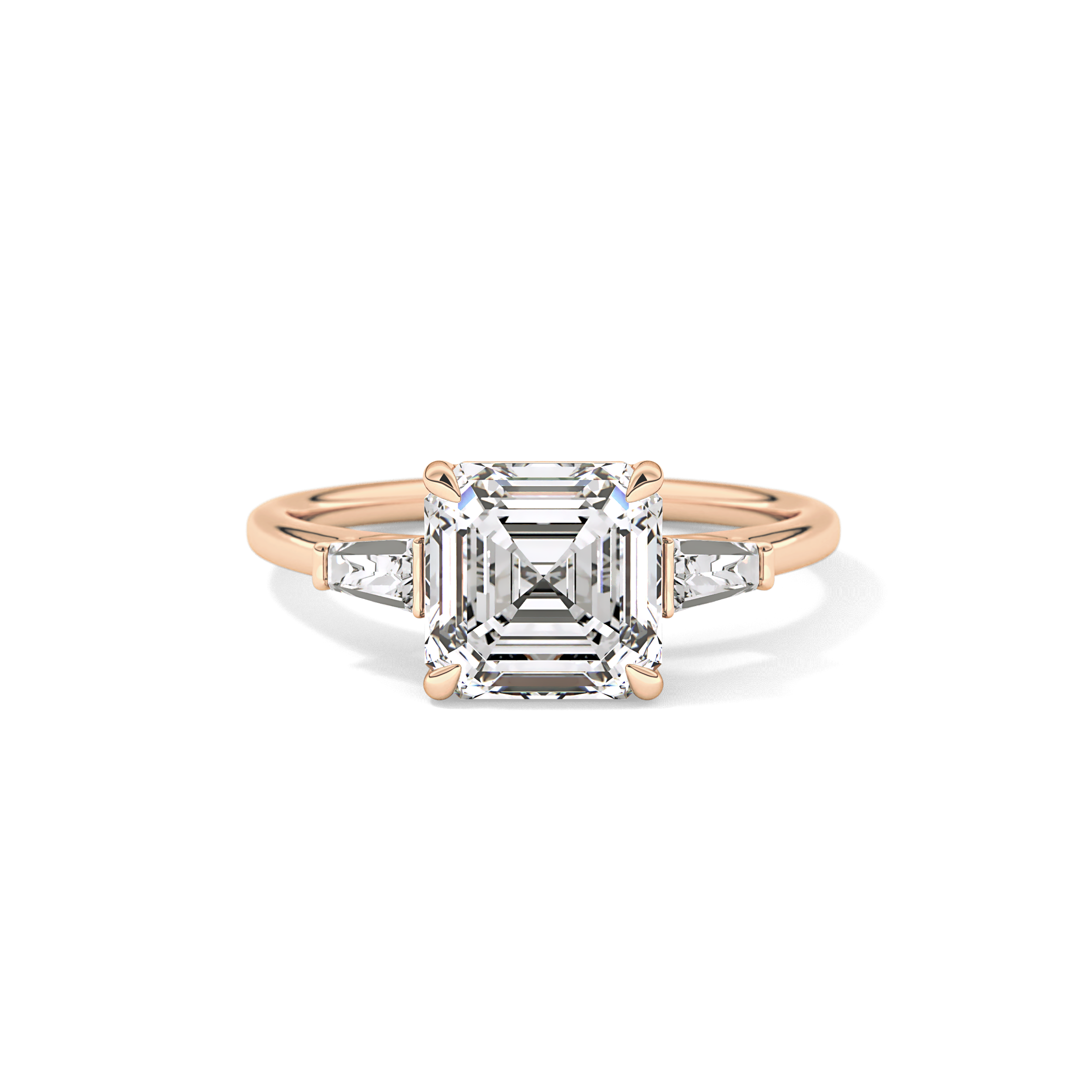 Asscher Three Stone Lab Grown Diamond Engagement Ring