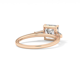 Asscher Three Stone Lab Grown Diamond Engagement Ring