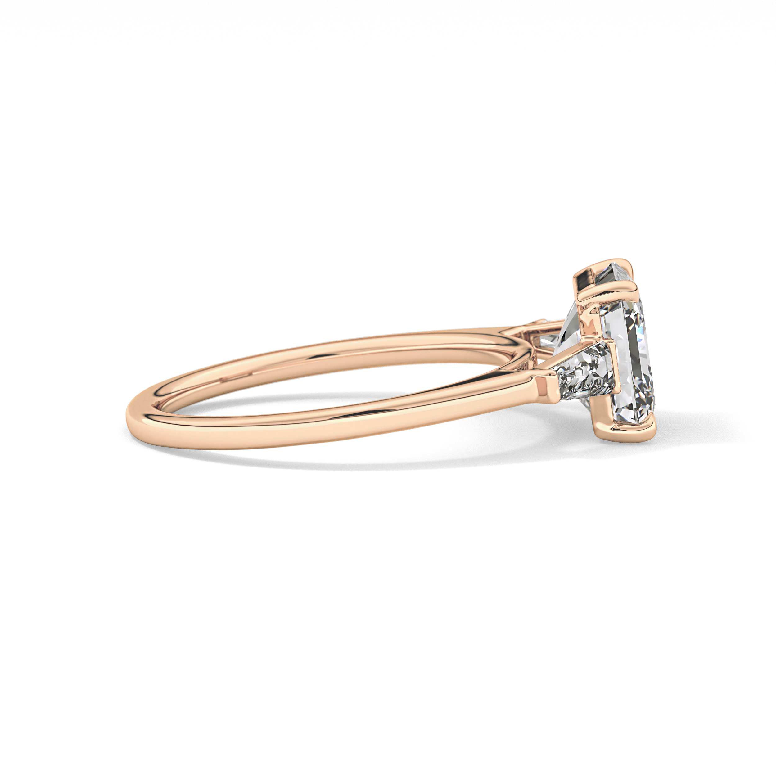 Asscher Three Stone Lab Grown Diamond Engagement Ring