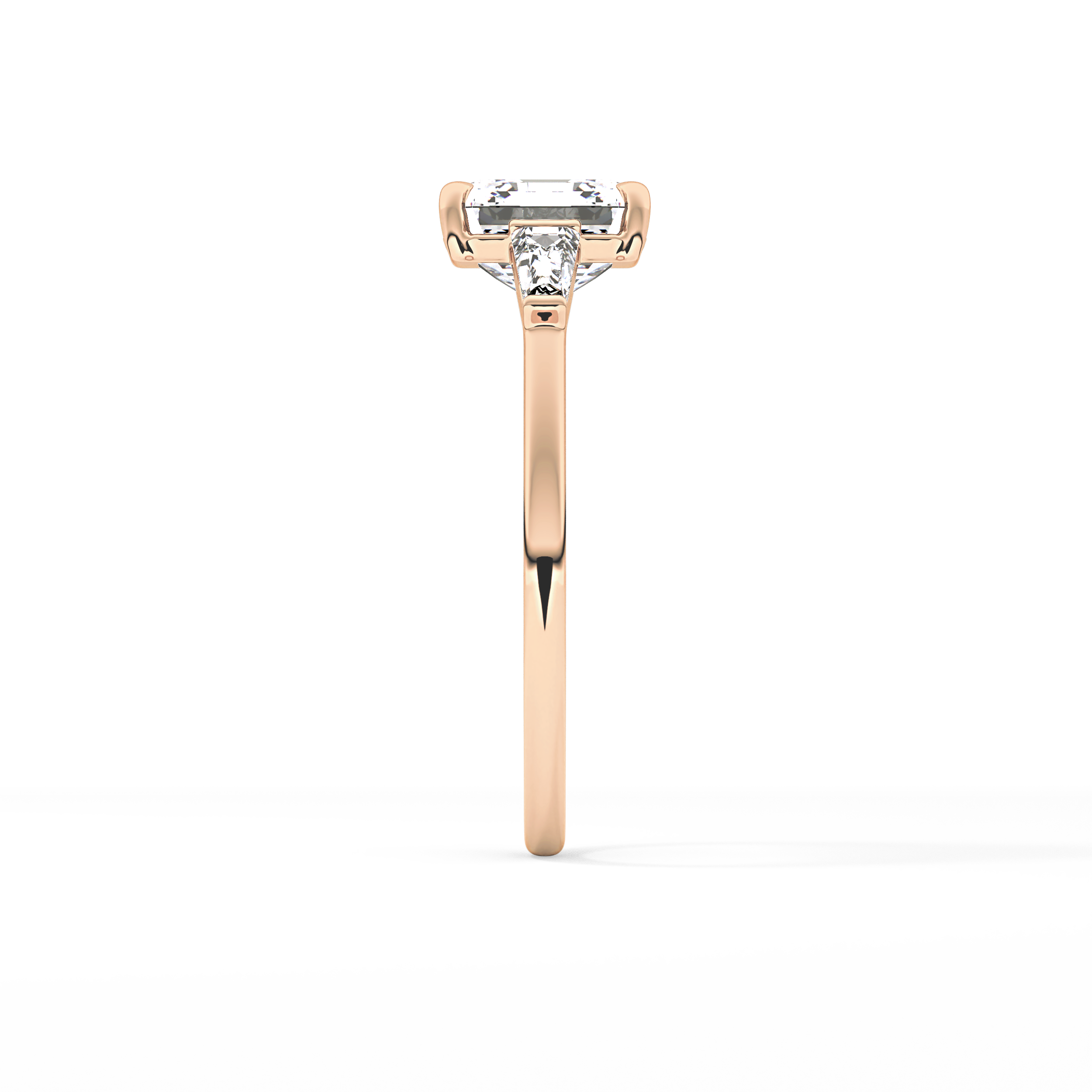 Asscher Three Stone Lab Grown Diamond Engagement Ring