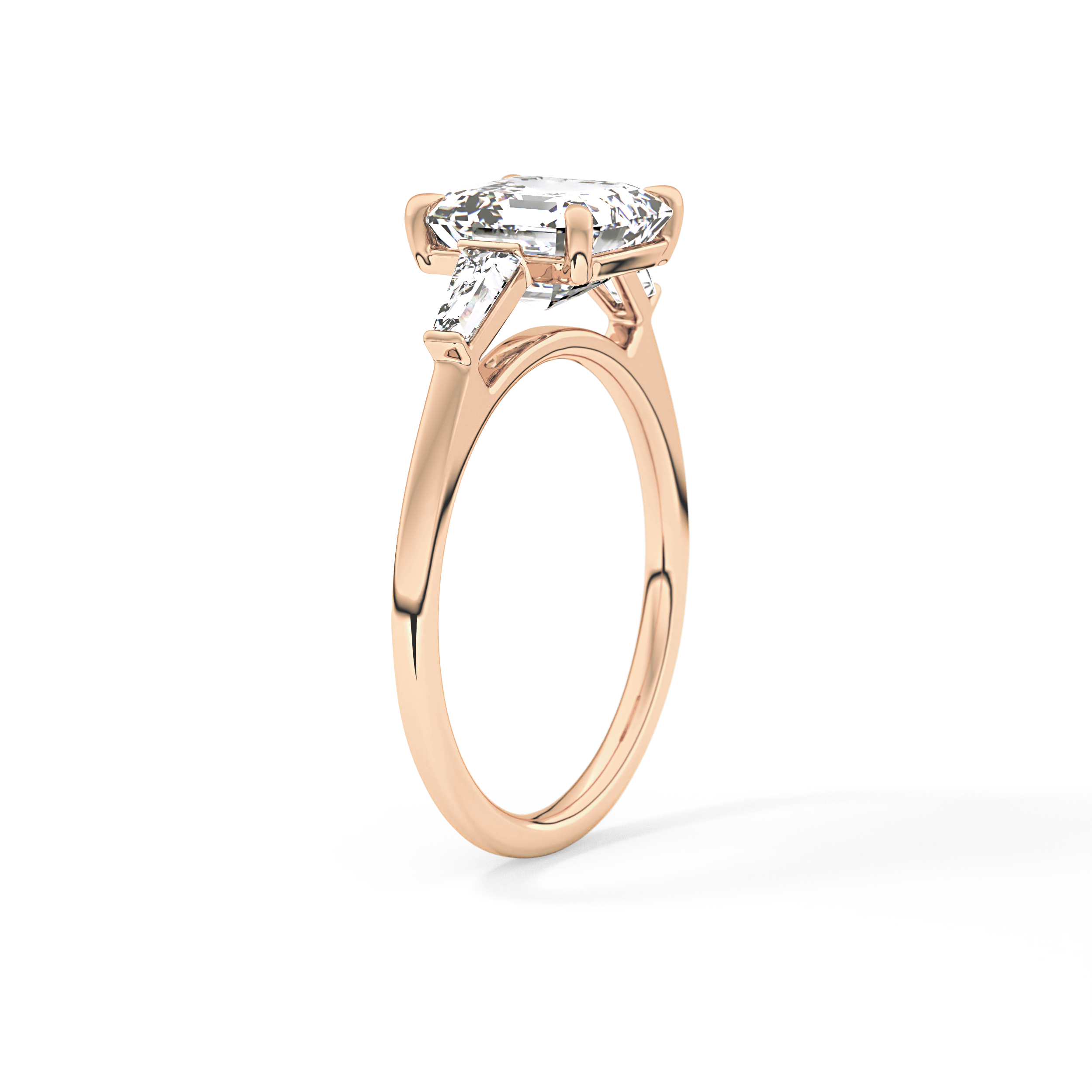 Asscher Three Stone Lab Grown Diamond Engagement Ring