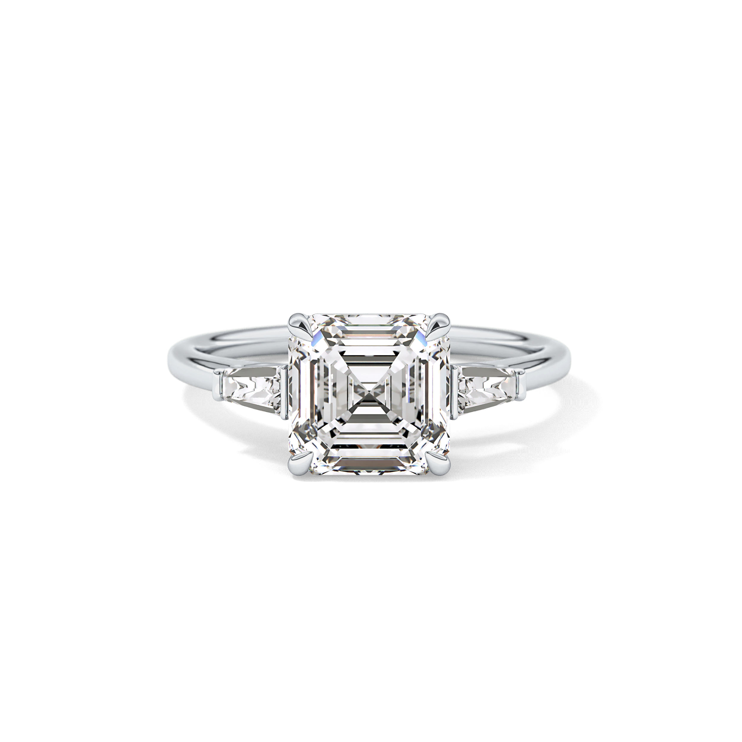 Asscher Three Stone Lab Grown Diamond Engagement Ring