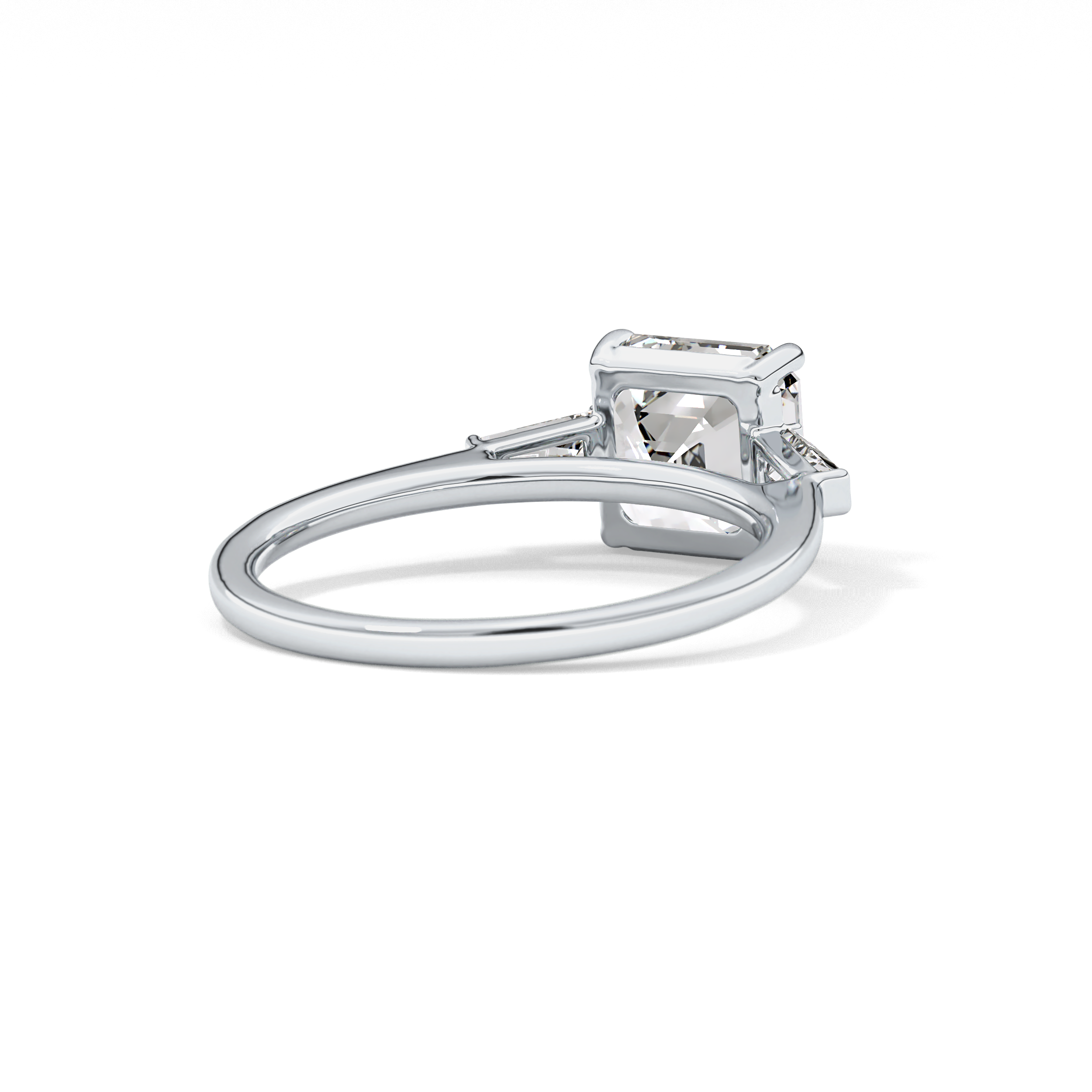 Asscher Three Stone Lab Grown Diamond Engagement Ring