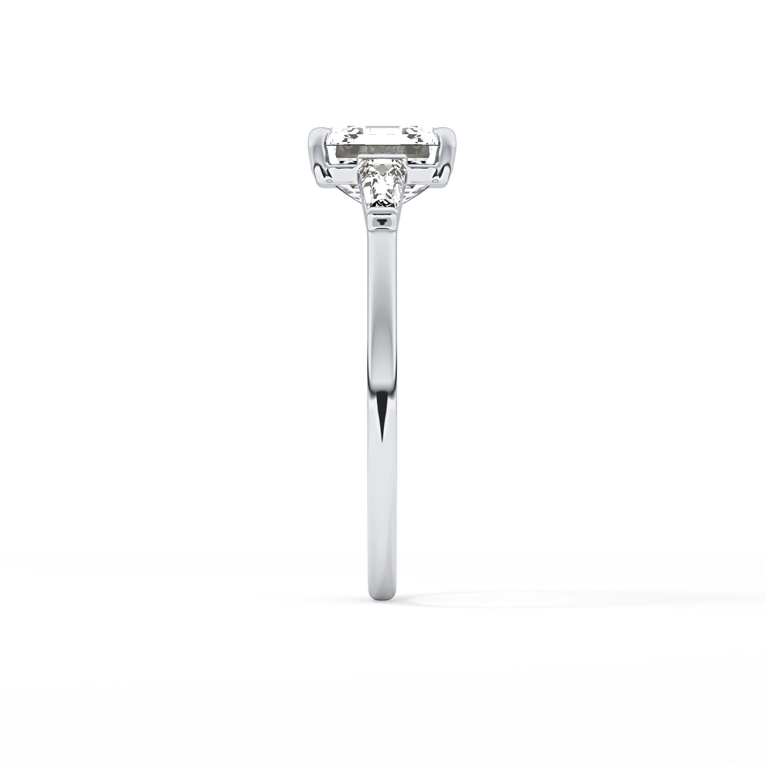 Asscher Three Stone Lab Grown Diamond Engagement Ring